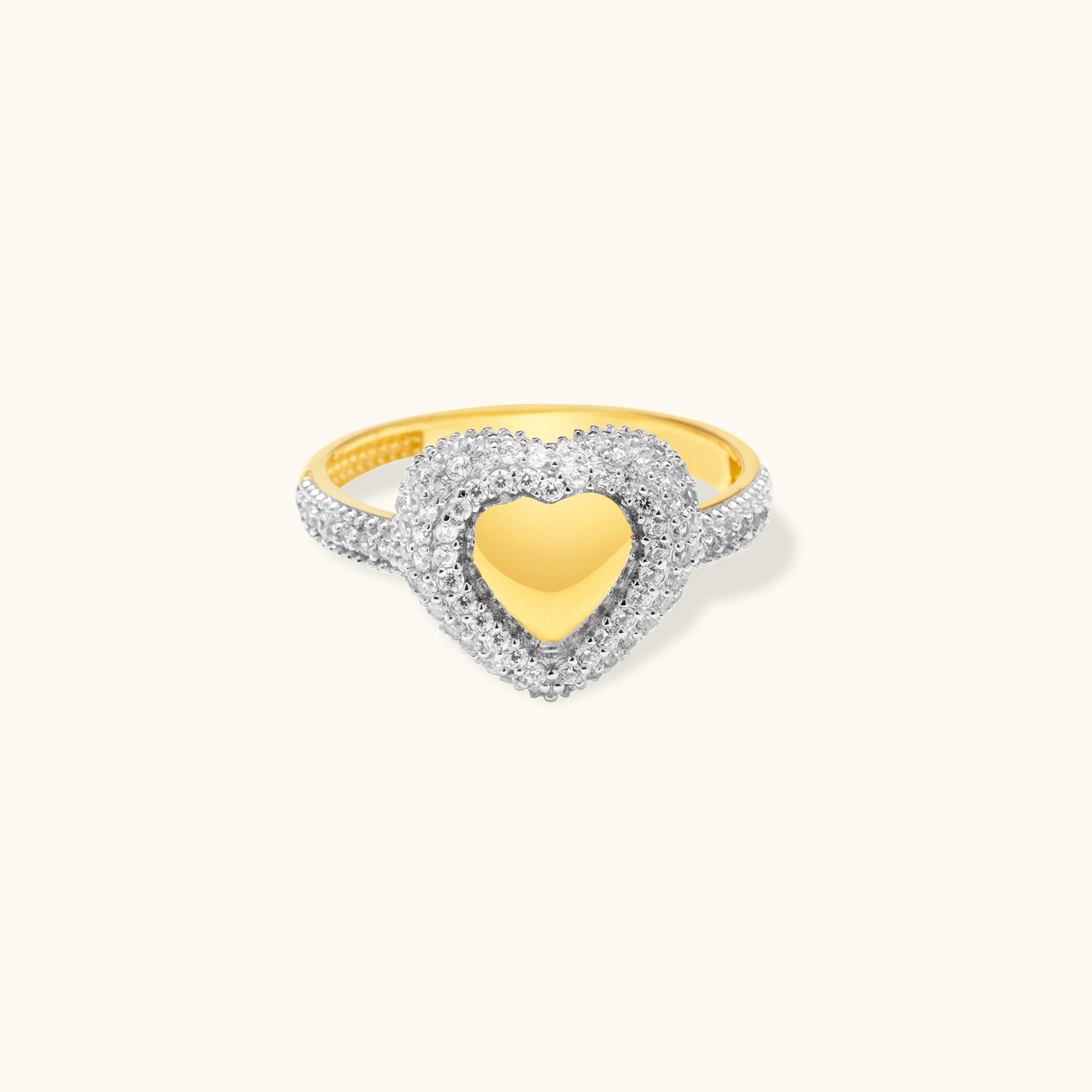Pavé Heart Gold Ring