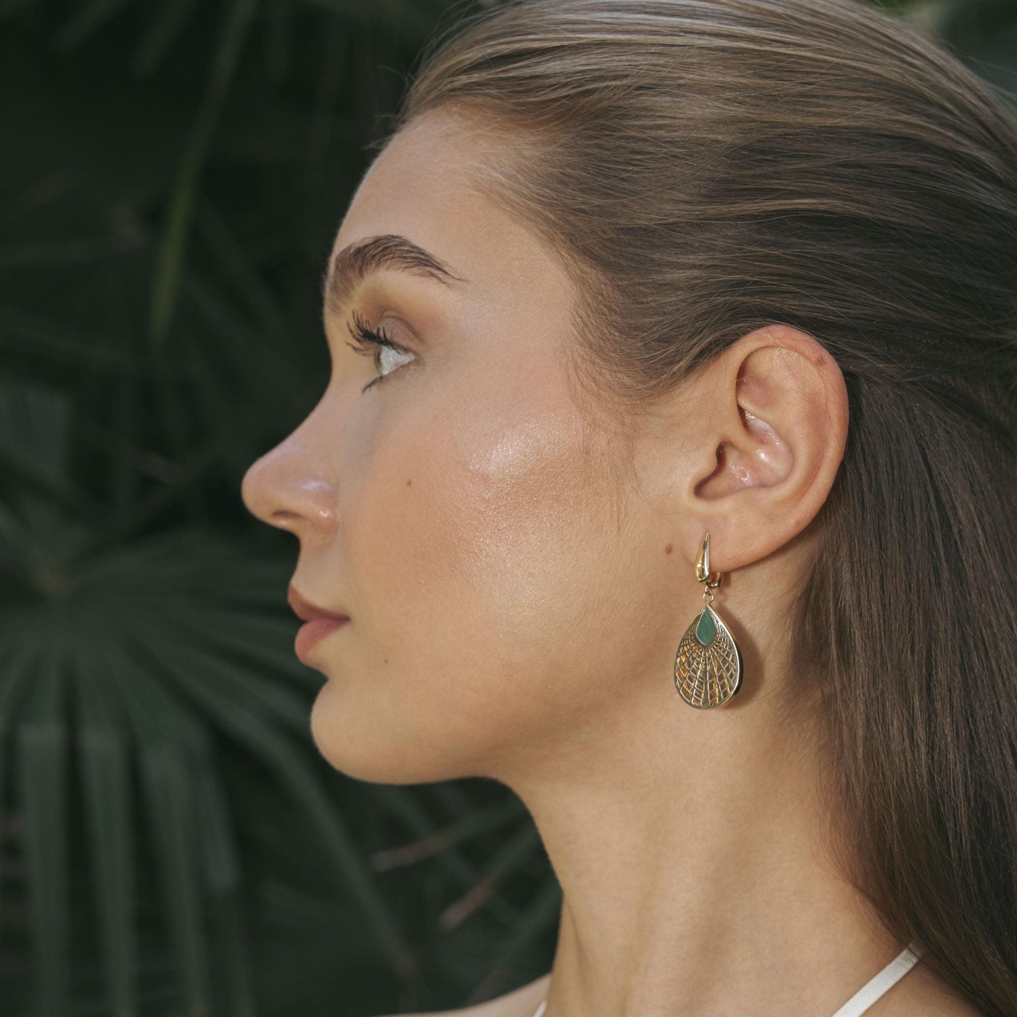 Golden Leaf Drop Earrings