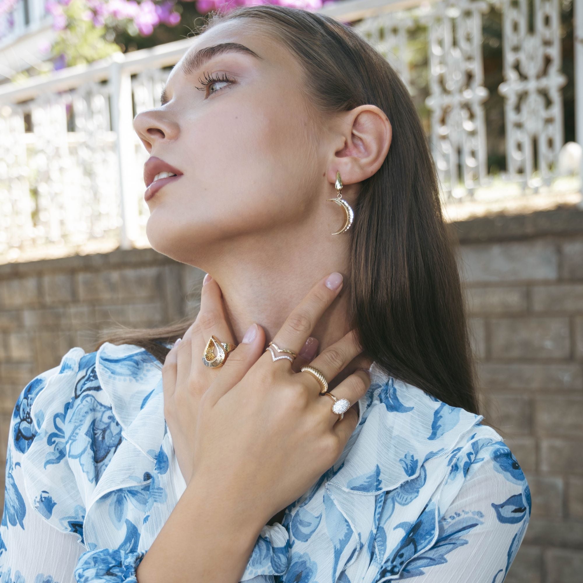 Crescent Moon Drop Earrings