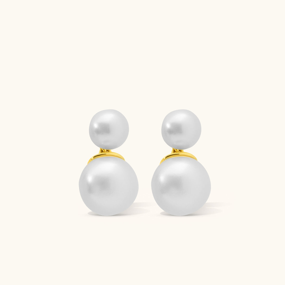 Double Pearl Stud Gold Earrings | Elegant & Timeless Design display picture 1