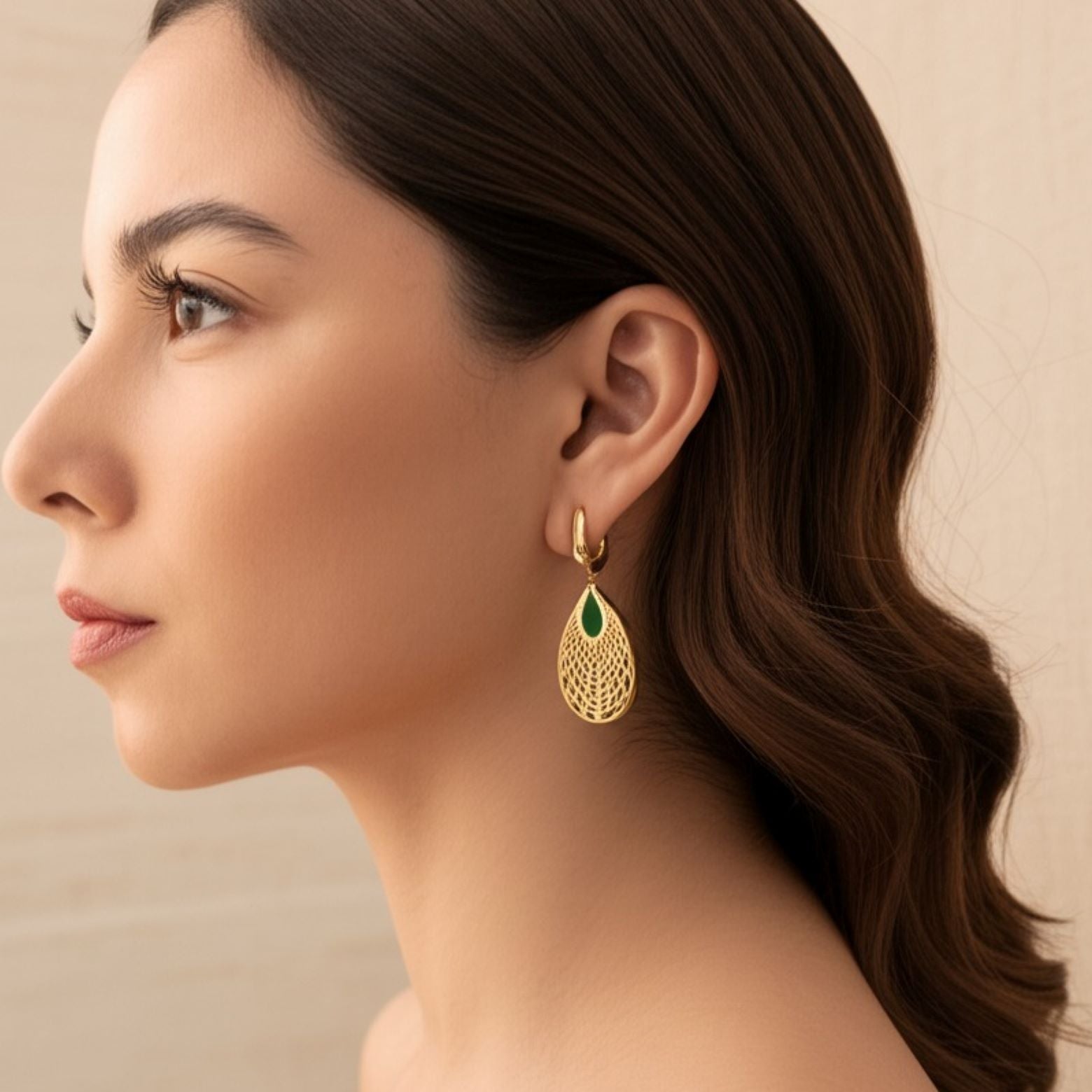 Golden Leaf Drop Earrings