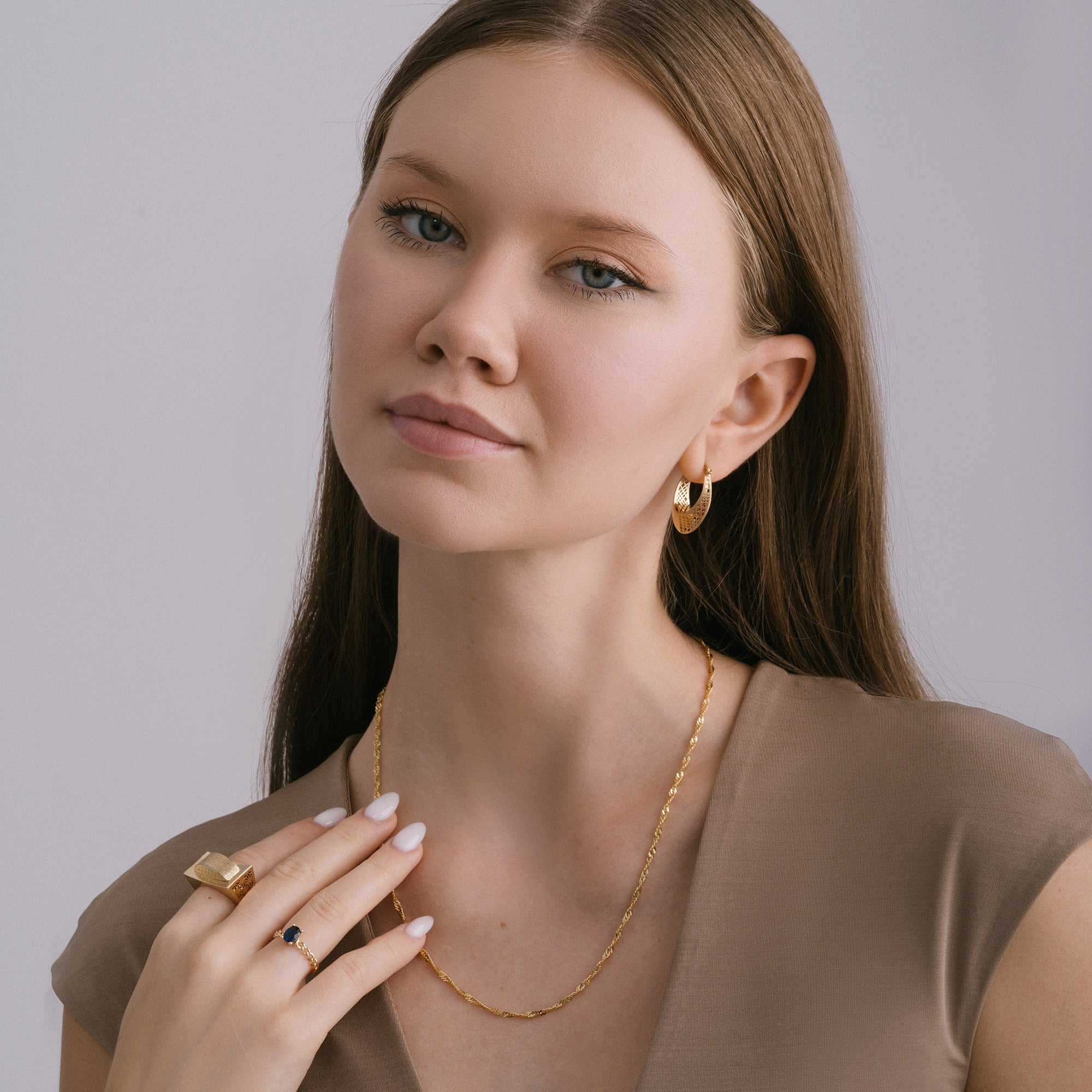 Gemstone Chain Gold Ring