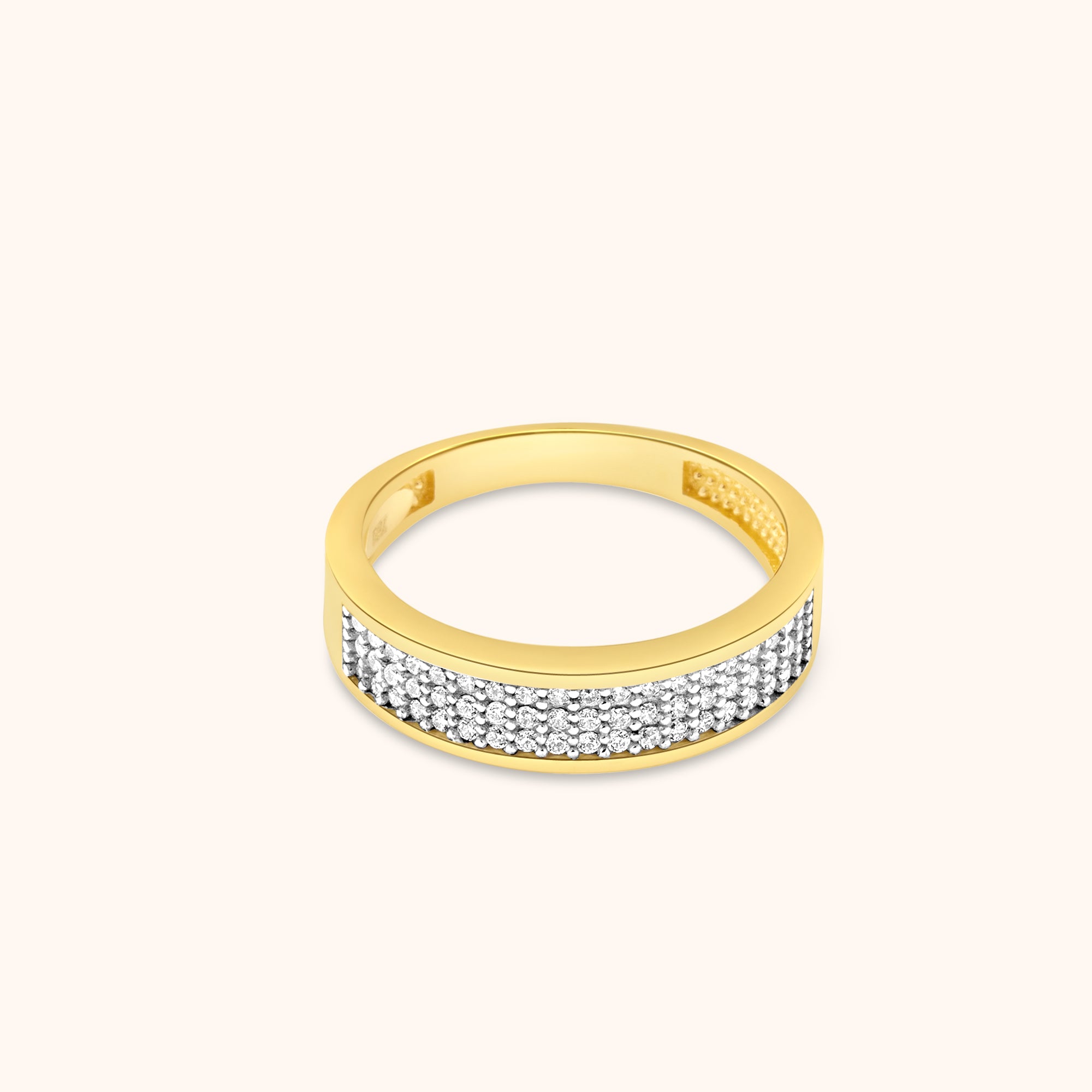 Bold Pavé Zircon Half Eternity Gold Ring