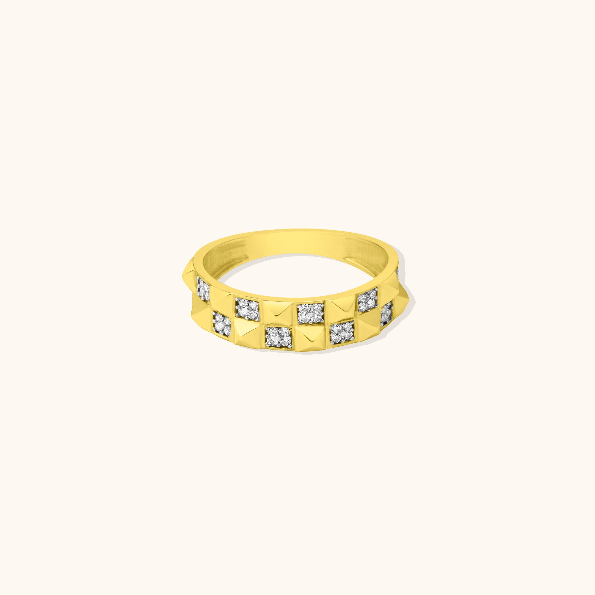 Checkered Half Eternity Gold Ring