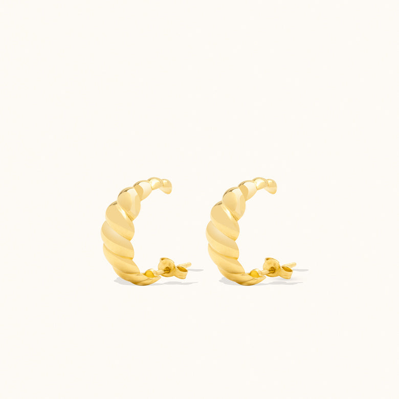 Croissant Half Hoop Gold Earrings