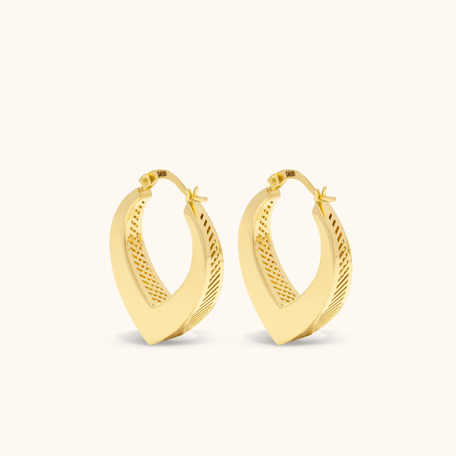 V Shaped Bold Huggie Hoop Gold Earrings