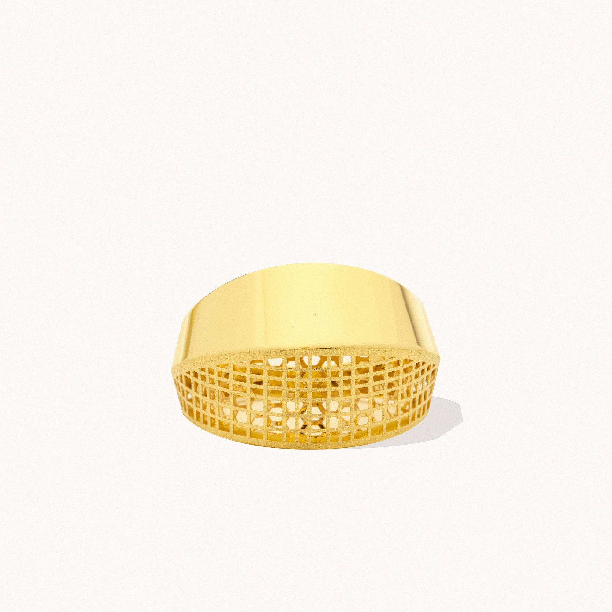 Geometric Patterned Gold Ring