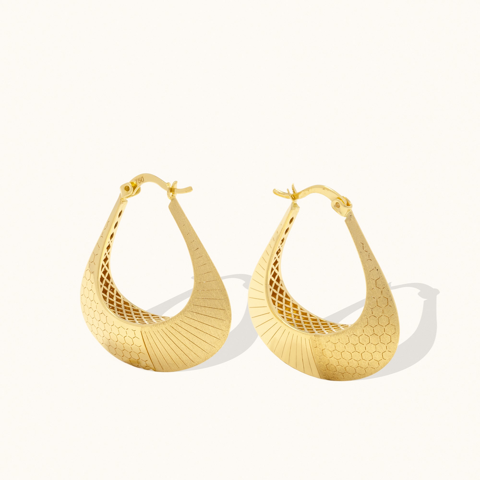 Beehive Harmony Hoop Gold Earrings