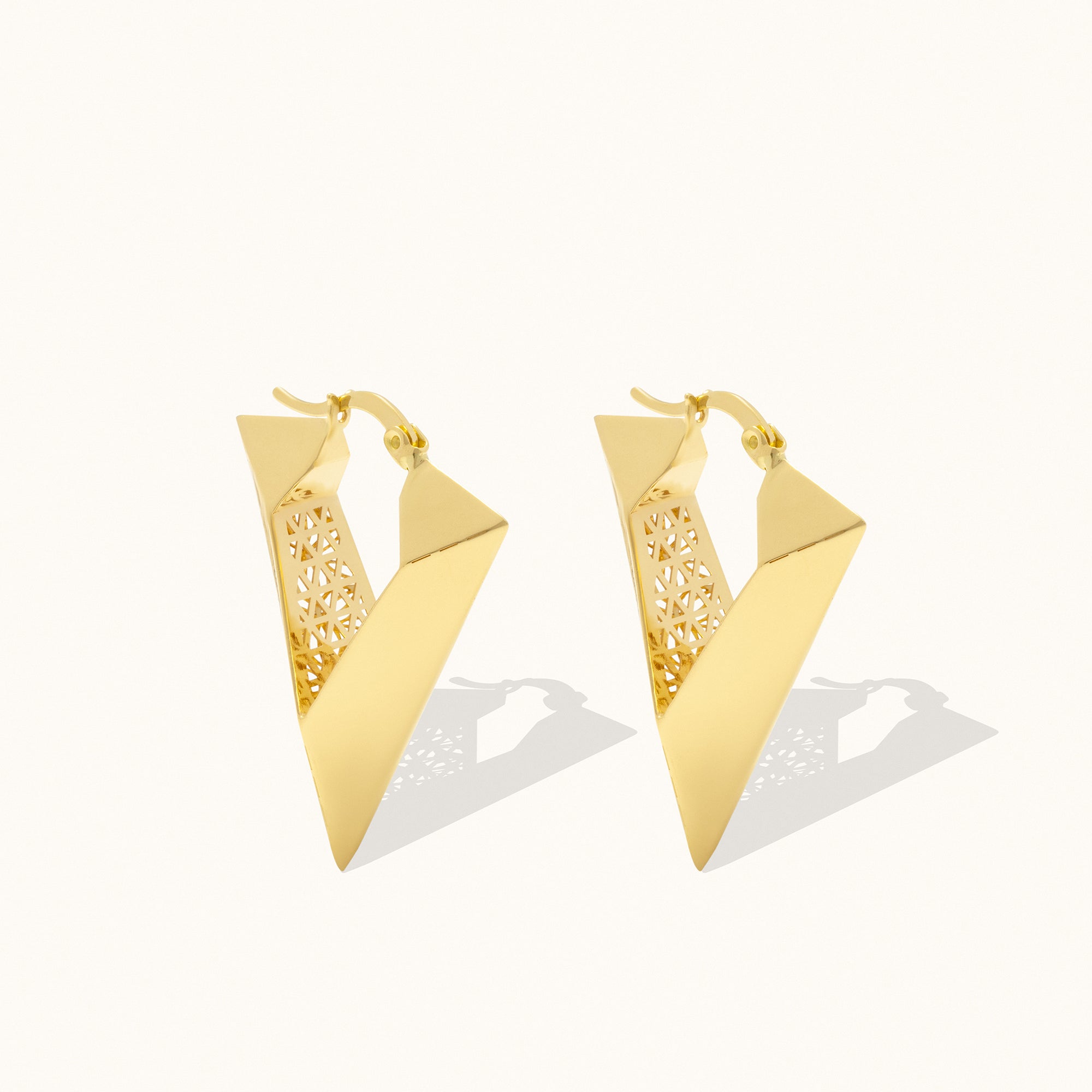 V-Shaped Floral Dainty Hoop Gold Earrings