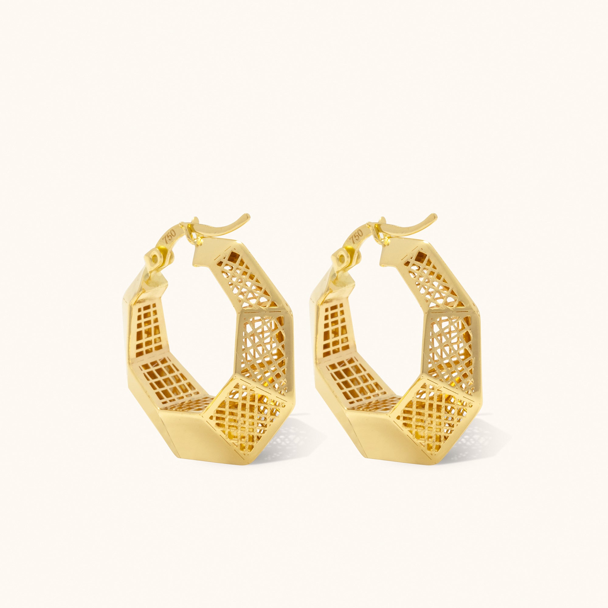 Geometric Hoop Gold Earrings