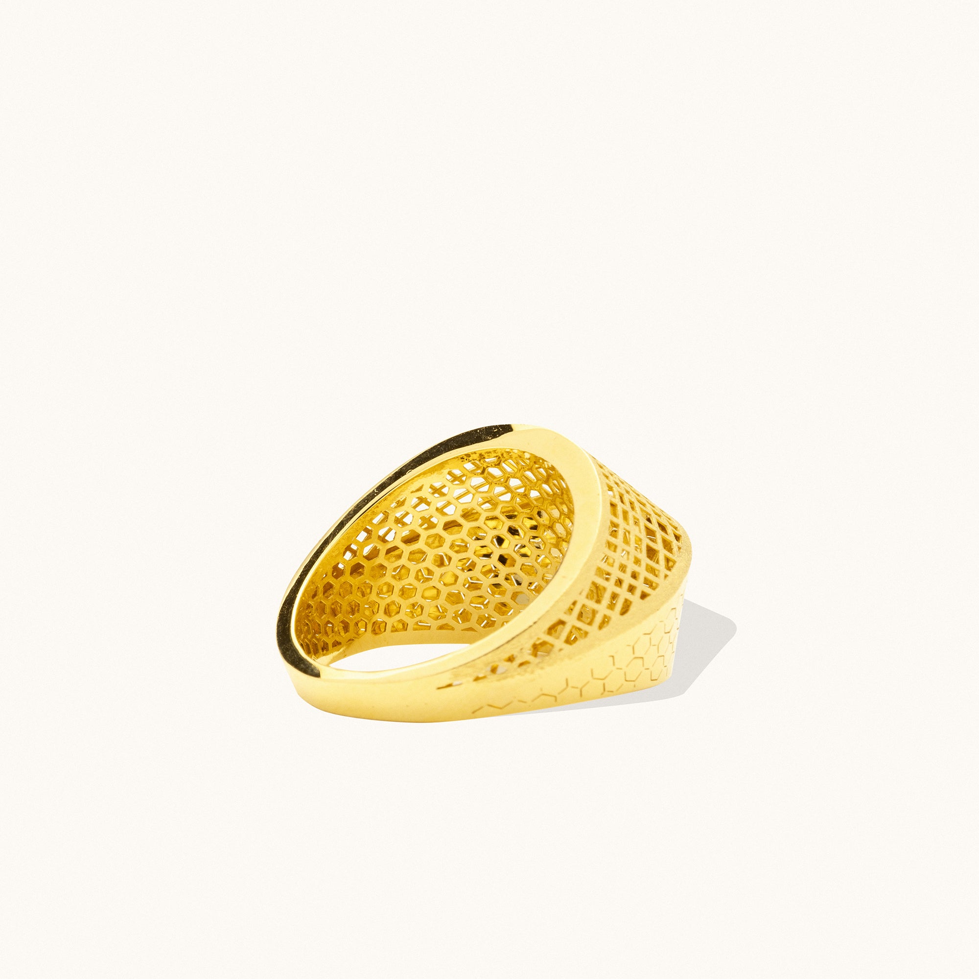 Geometric Patterned Gold Ring