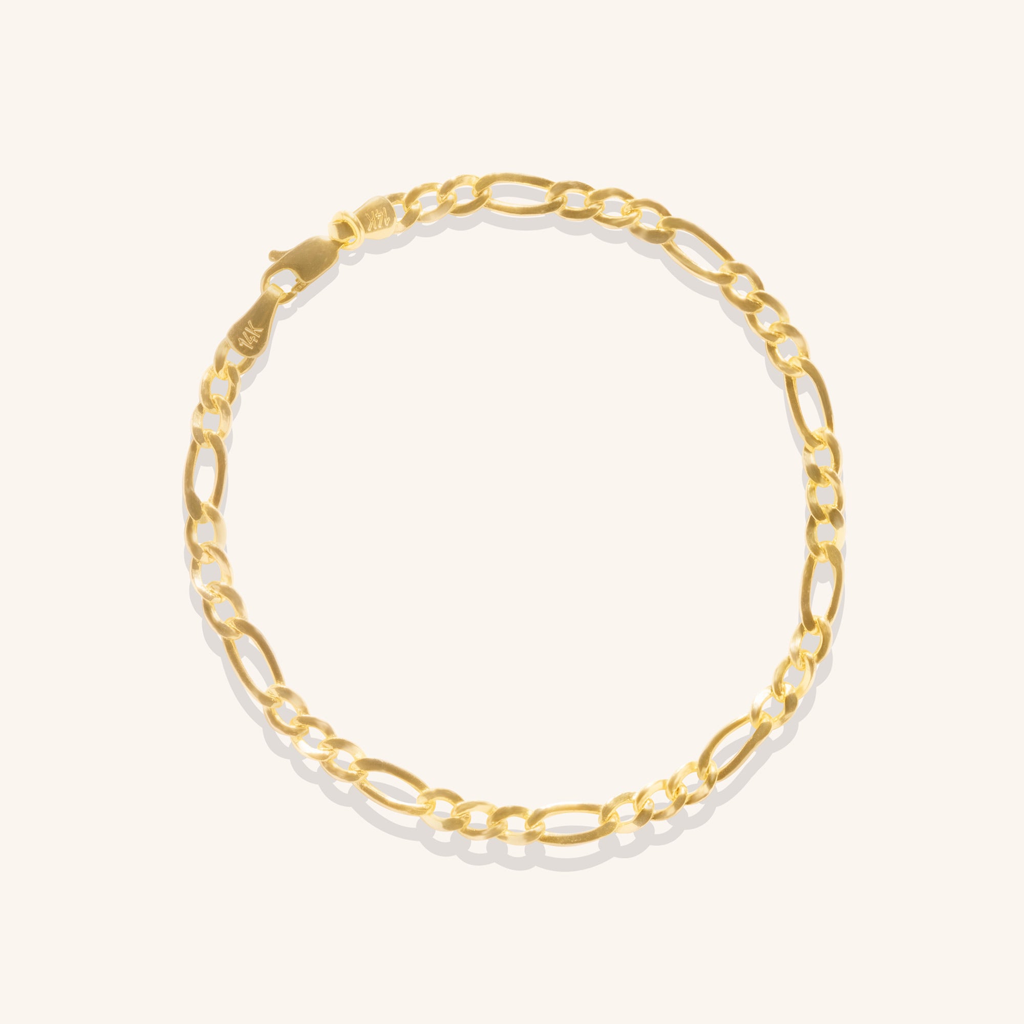 Figaro Link Chain Gold Bracelet