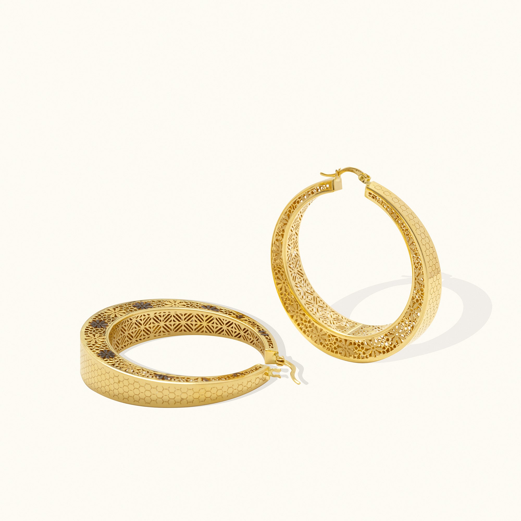 Floral Hoop Gold Earrings for Women