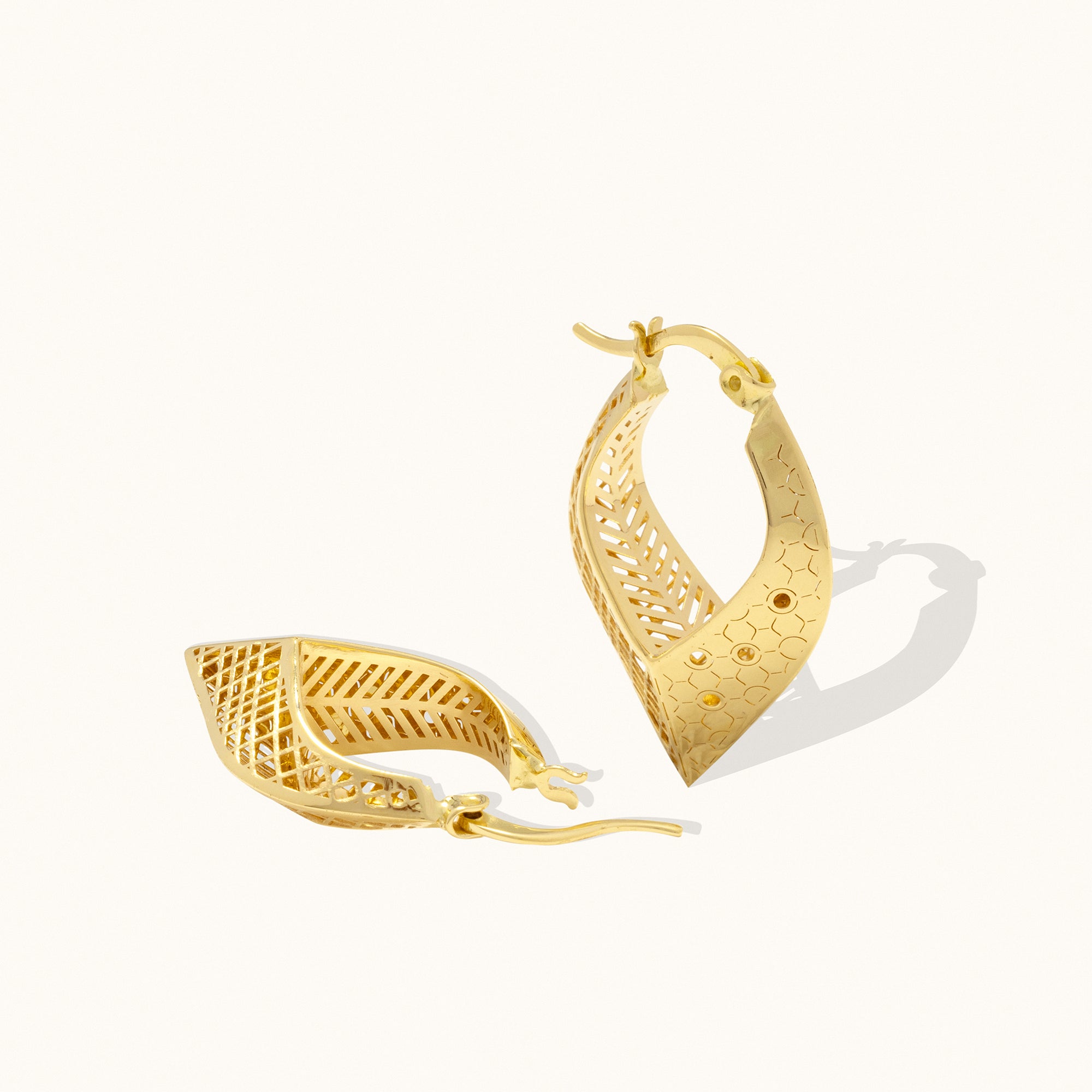 Tear Drop Hoop Gold Earrings