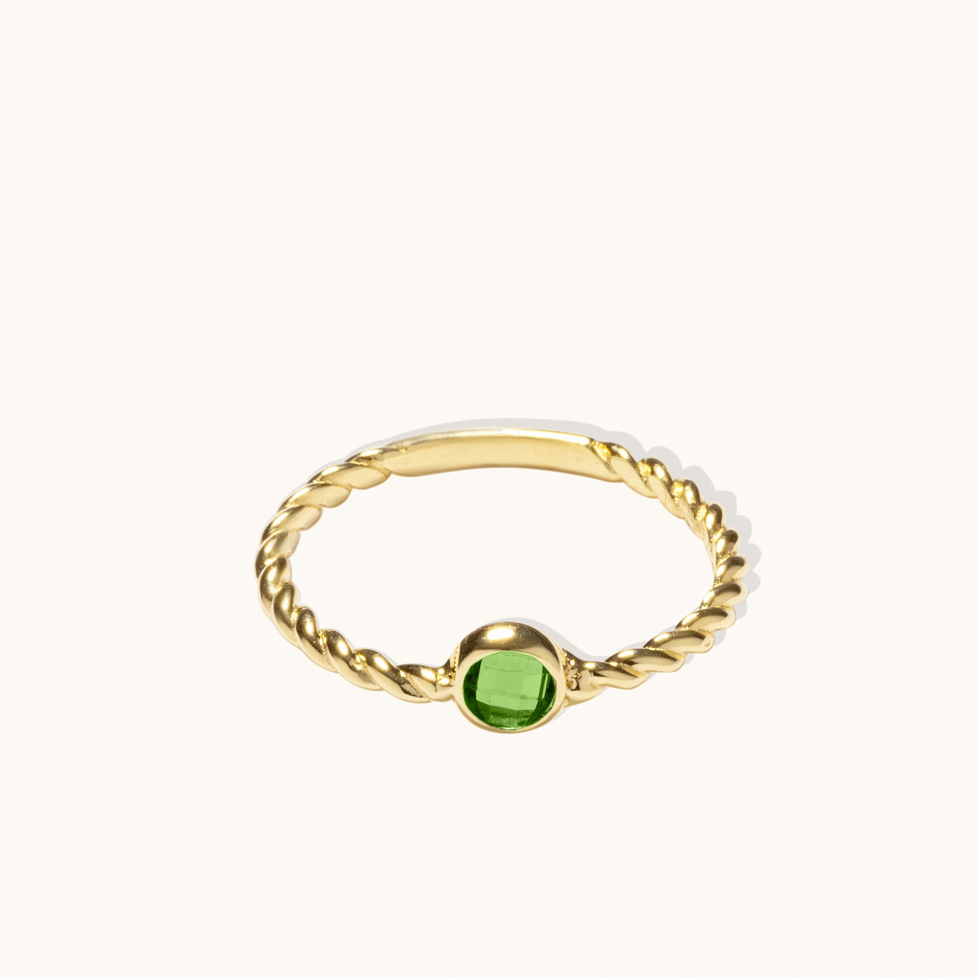 Twisted Green Gemstone Gold Ring