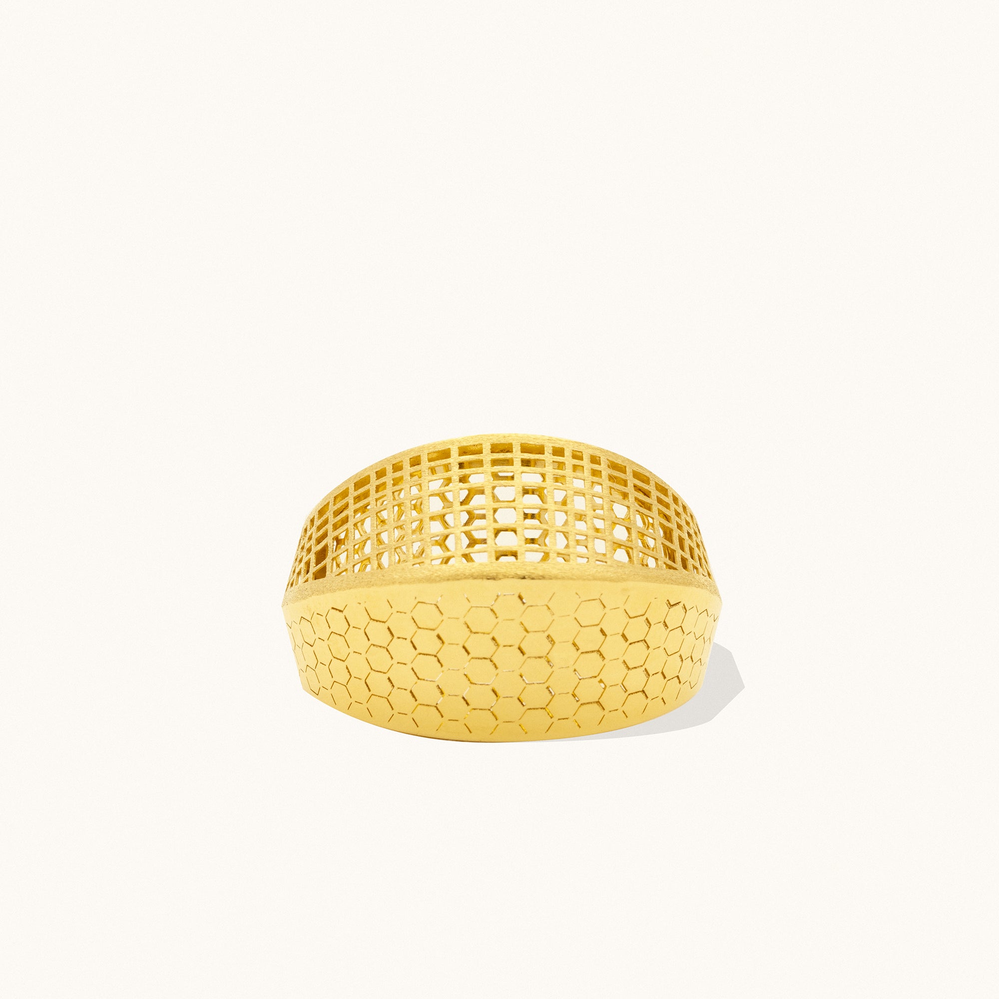 Honeycomb & Geometric Patterned Gold Ring