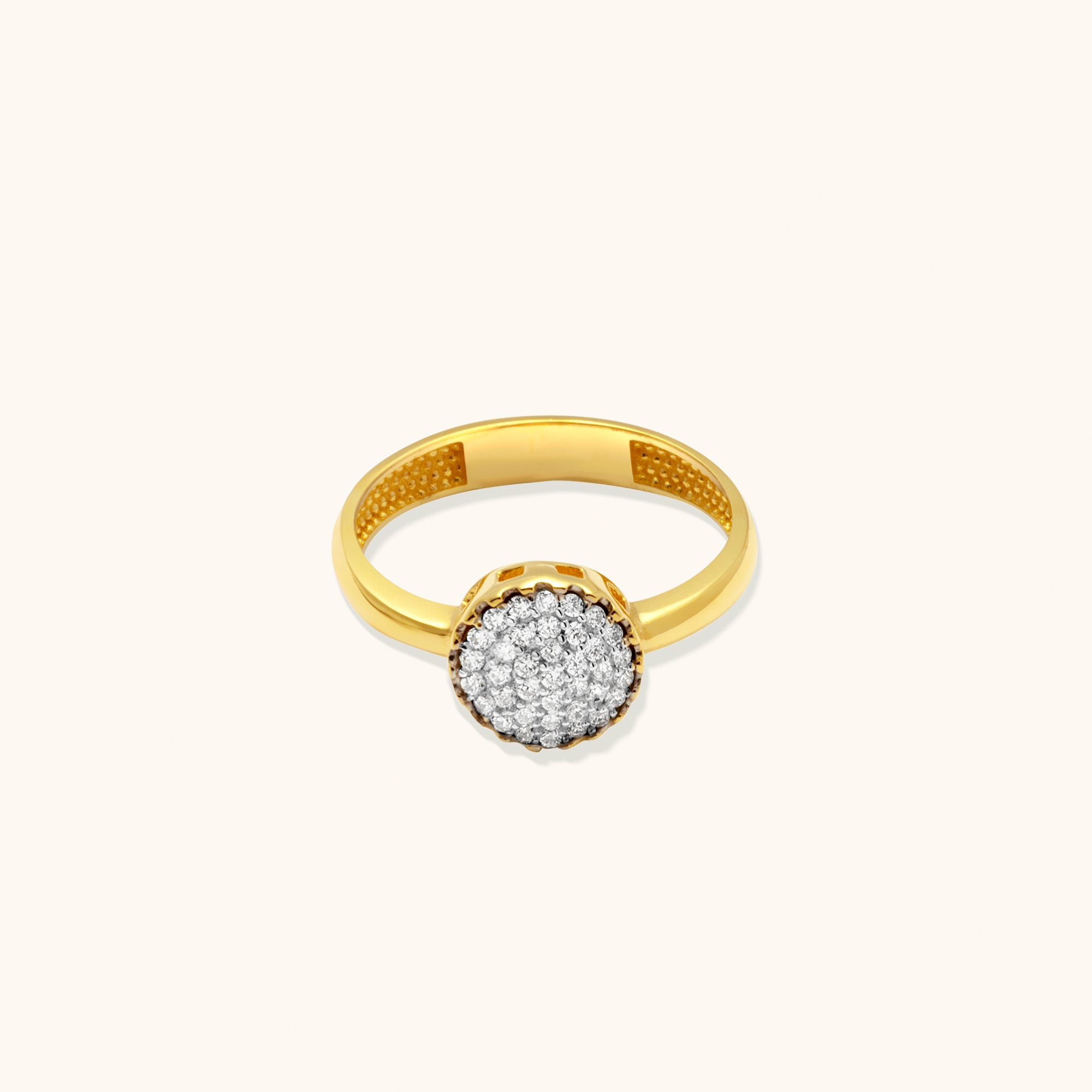 Pavé Circle Disc Moonlight Gold Ring