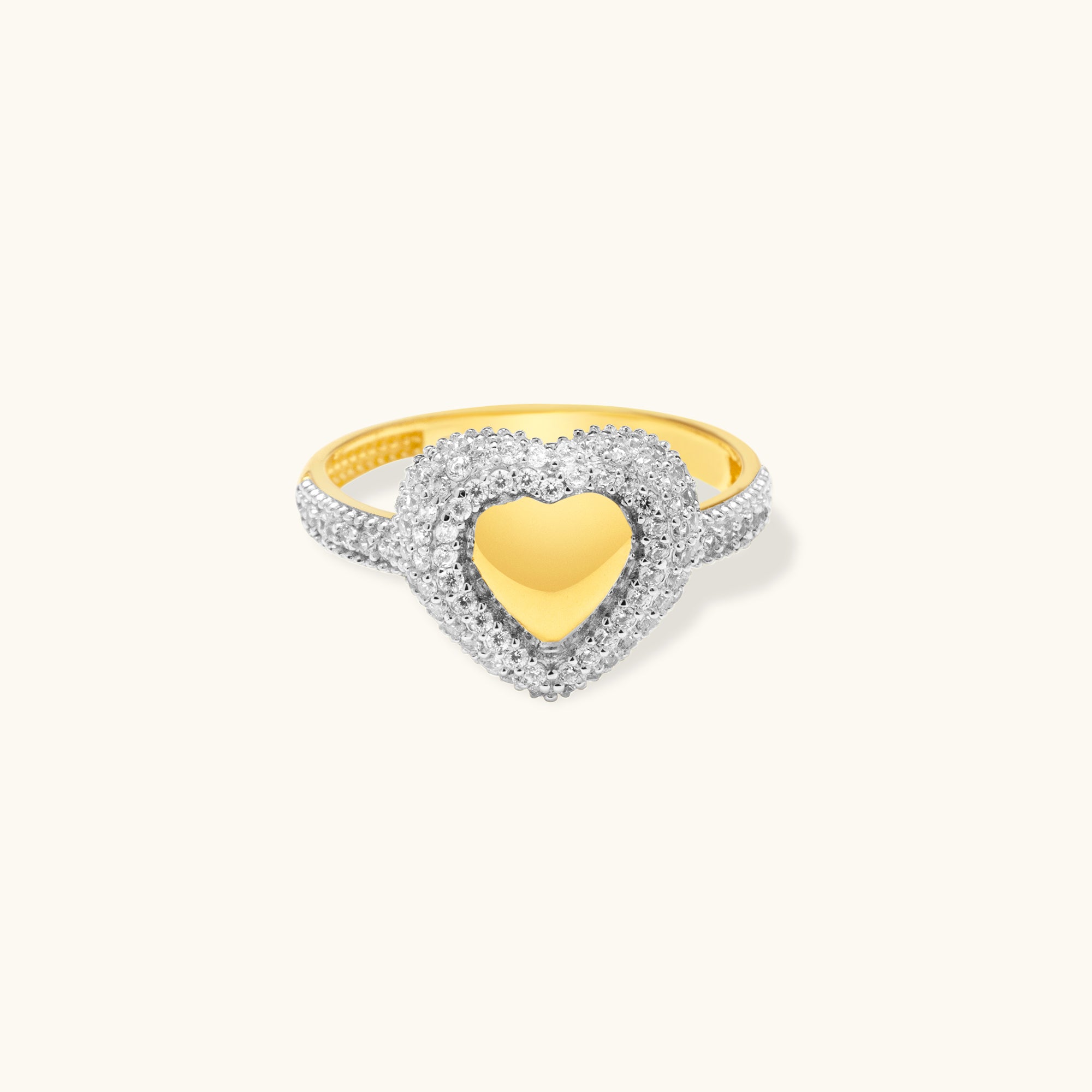 Pavé Heart Gold Ring 