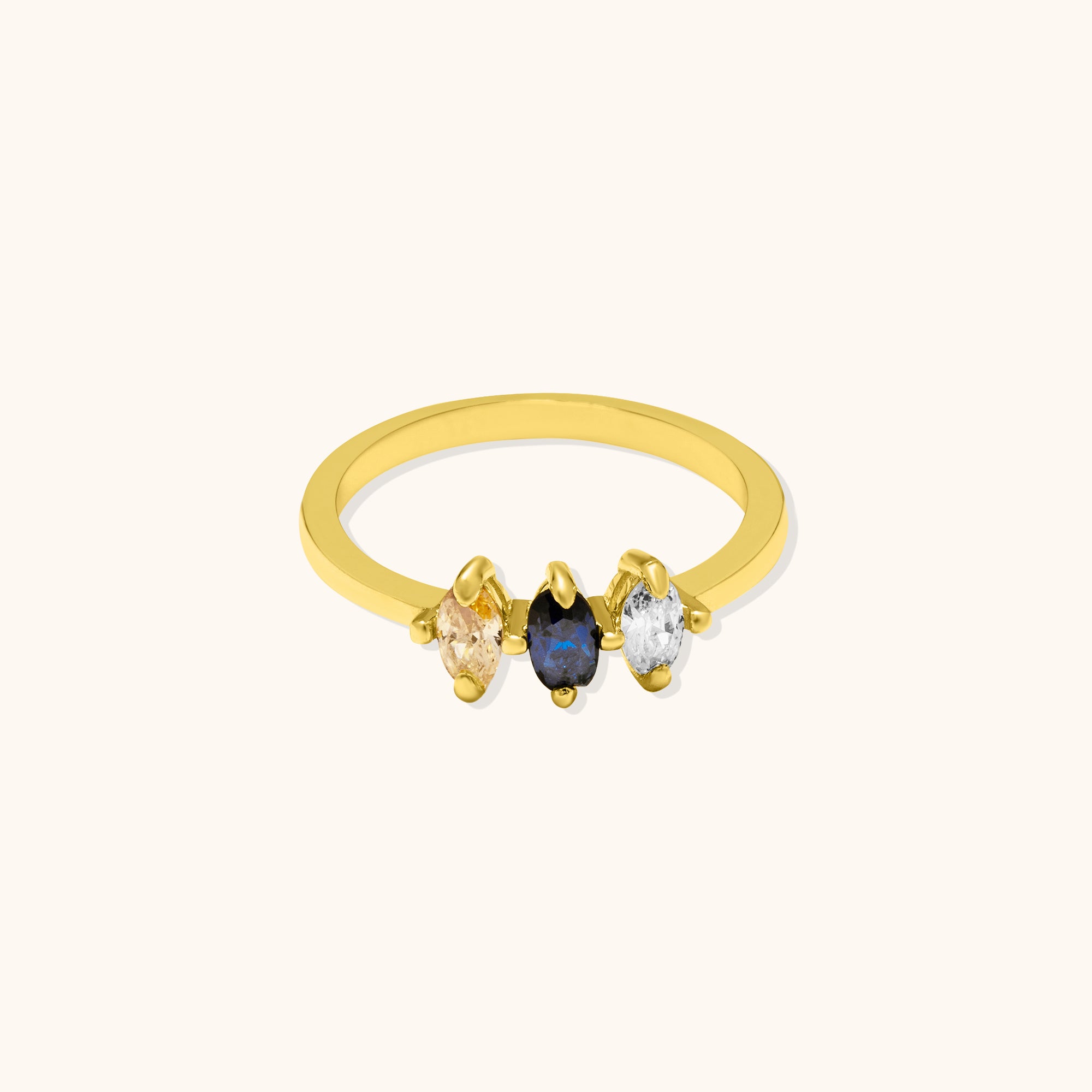 Trio Gemstone Sapphire Gold Ring