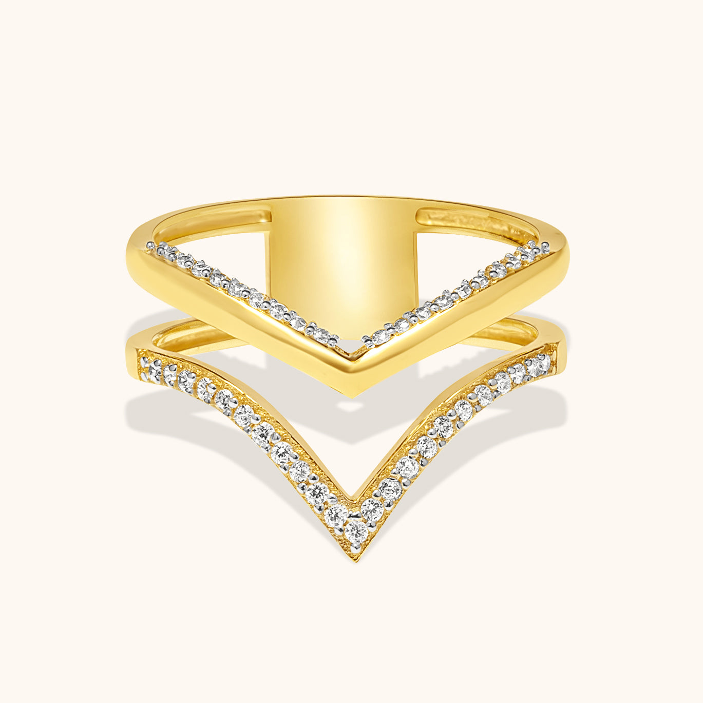 Gemstone Chevron Gold Ring