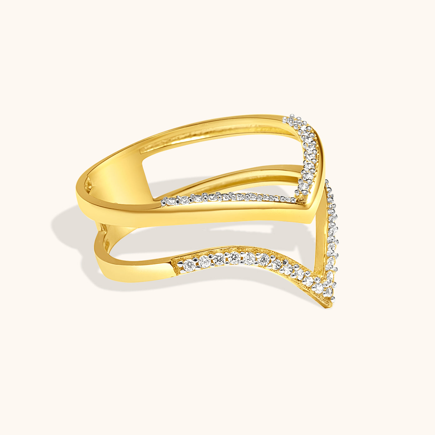 Gemstone Chevron Gold Ring for Women