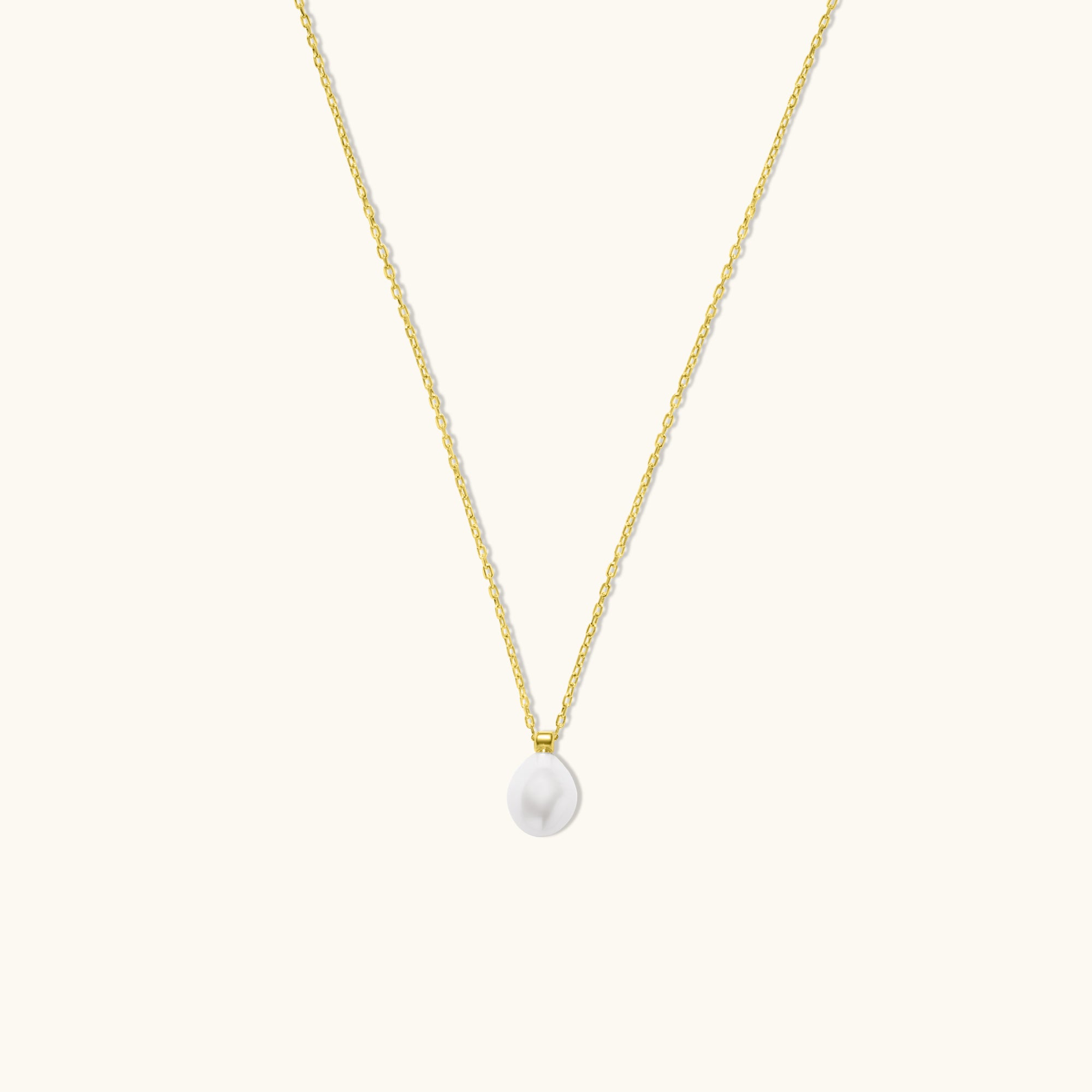 Rope Pearl Pendant Gold Necklace