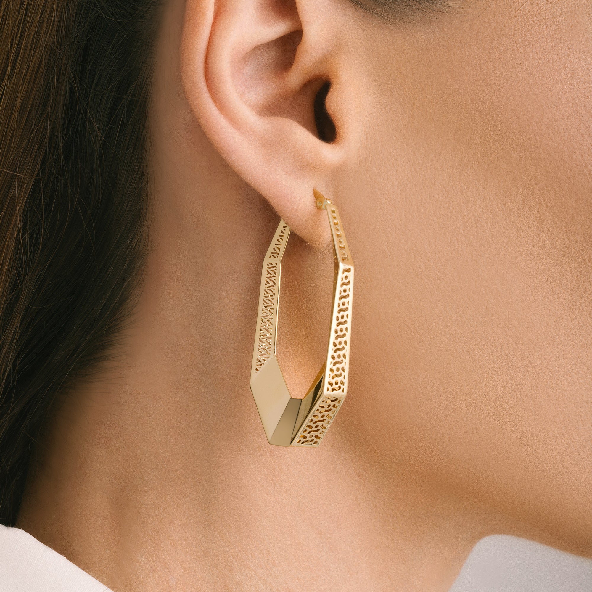 Flame Hoop Gold Earrings