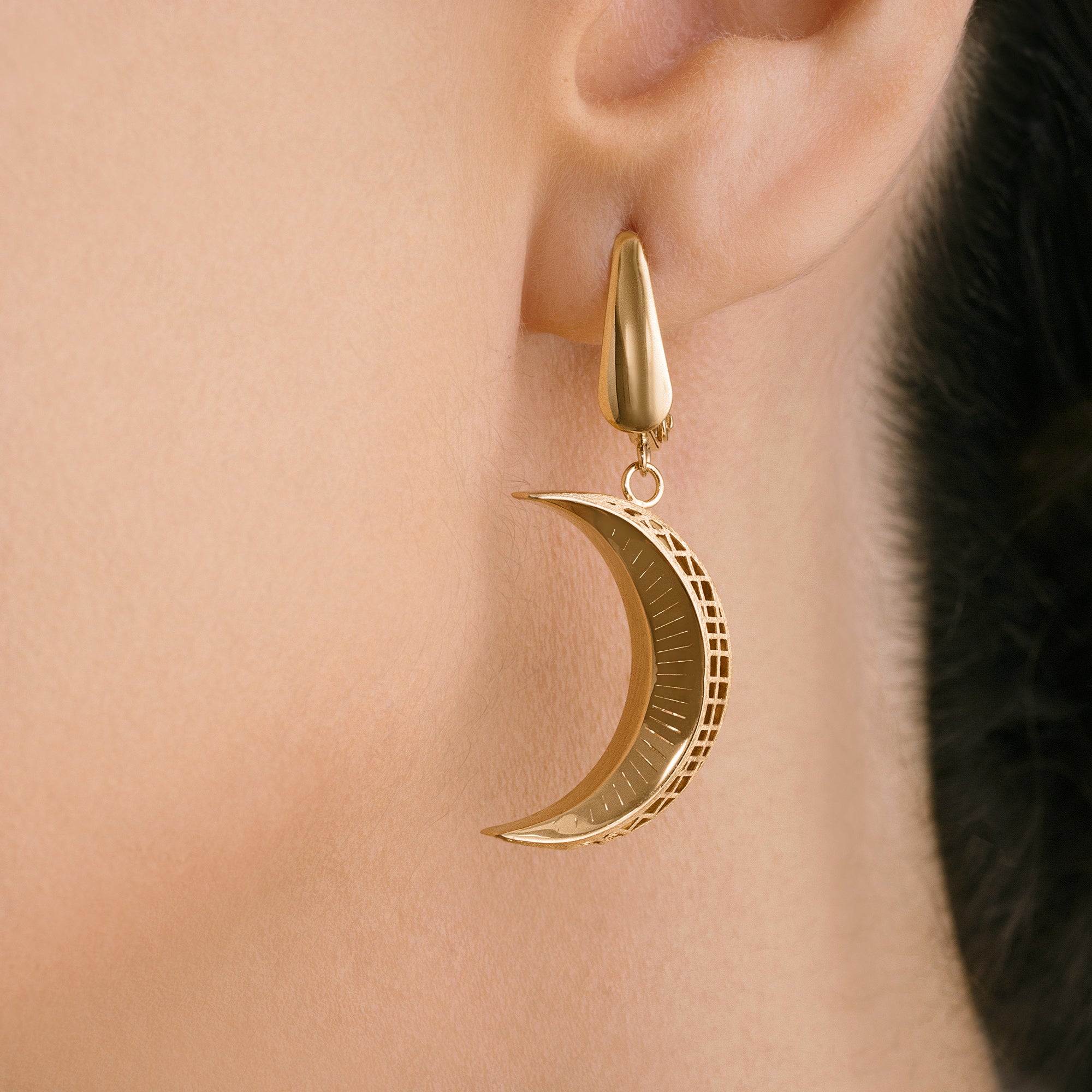 Crescent Moon Drop Earrings