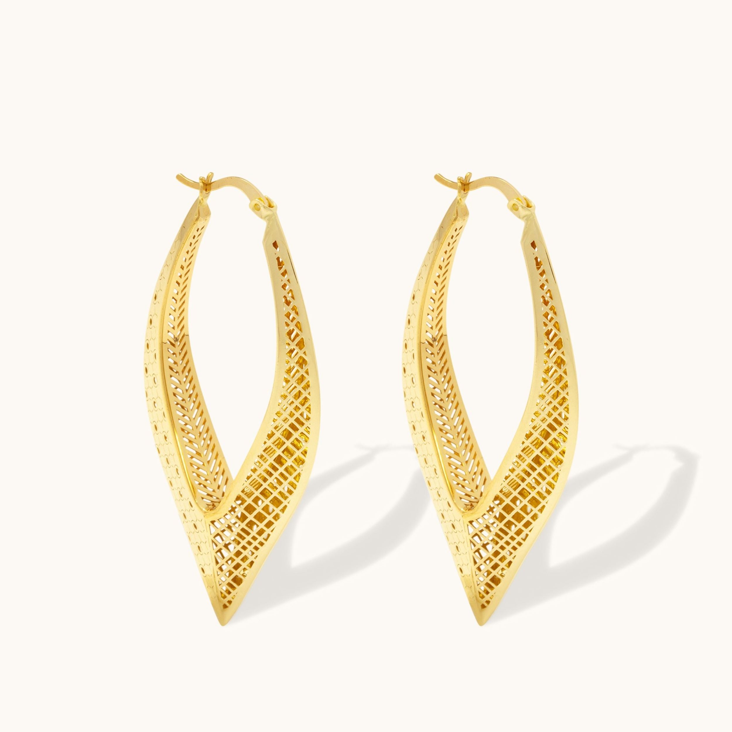Geometric Hollow Tear Drop Hoop Earrings