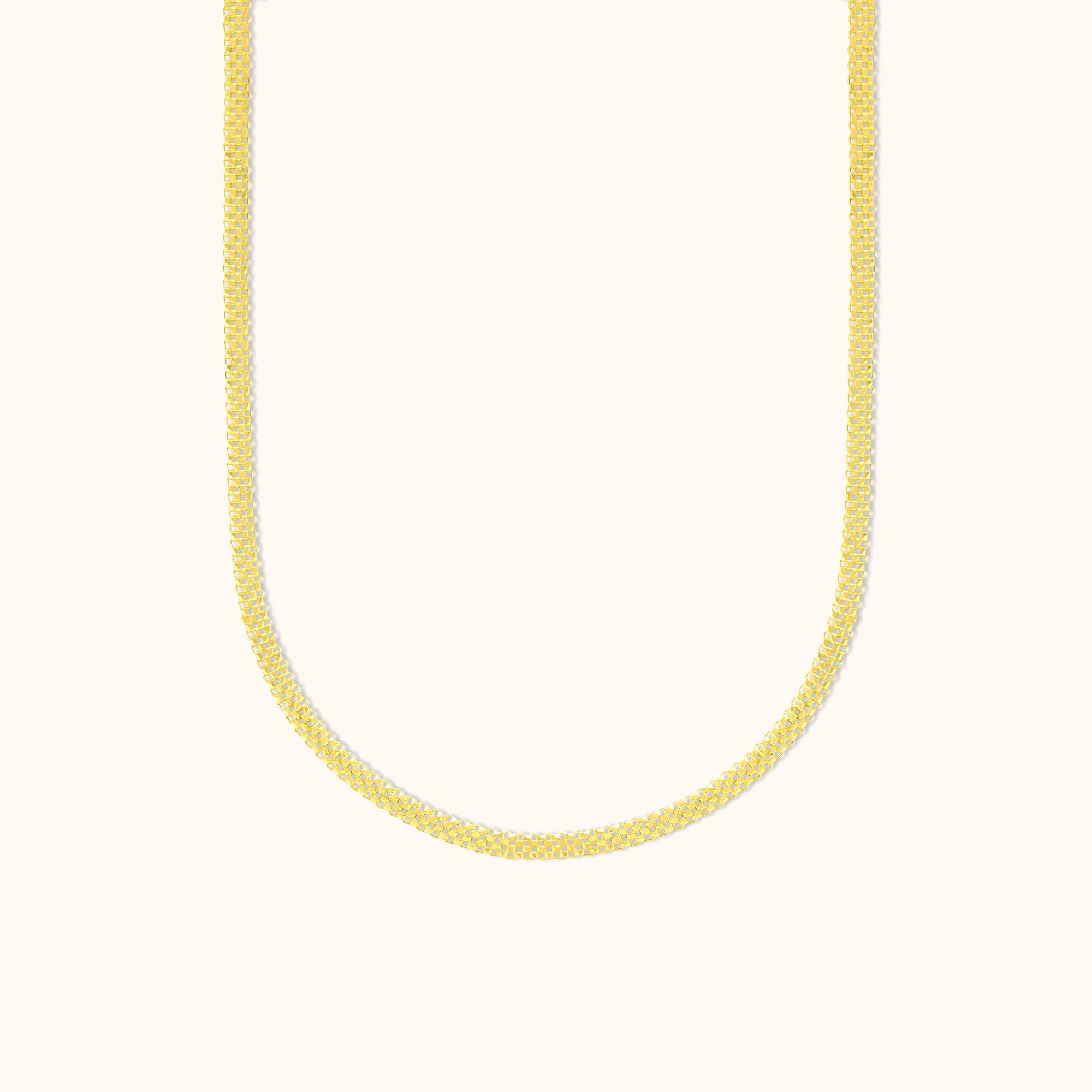 Thick Popcorn Link Chain Gold Necklace