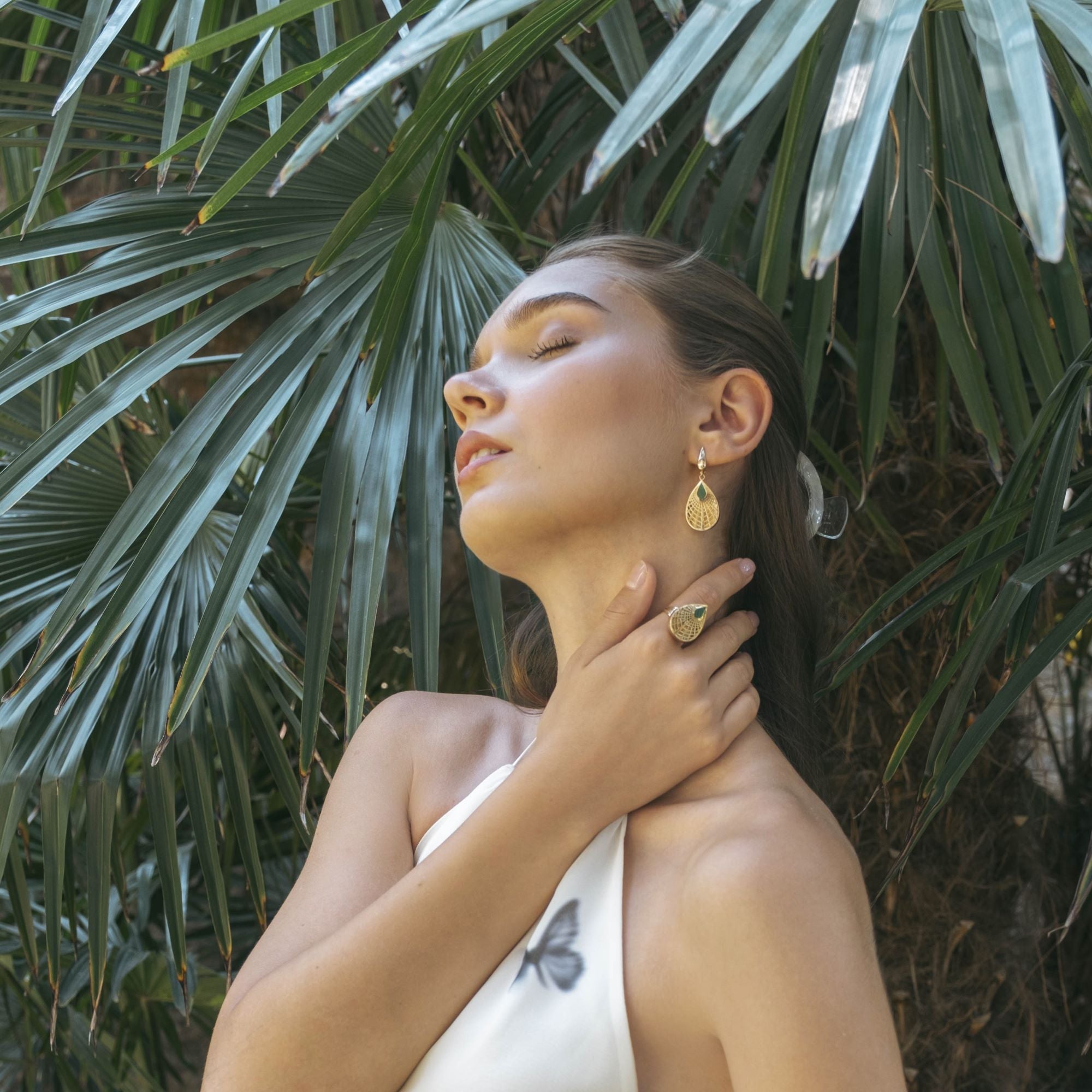 Golden Leaf Drop Earrings