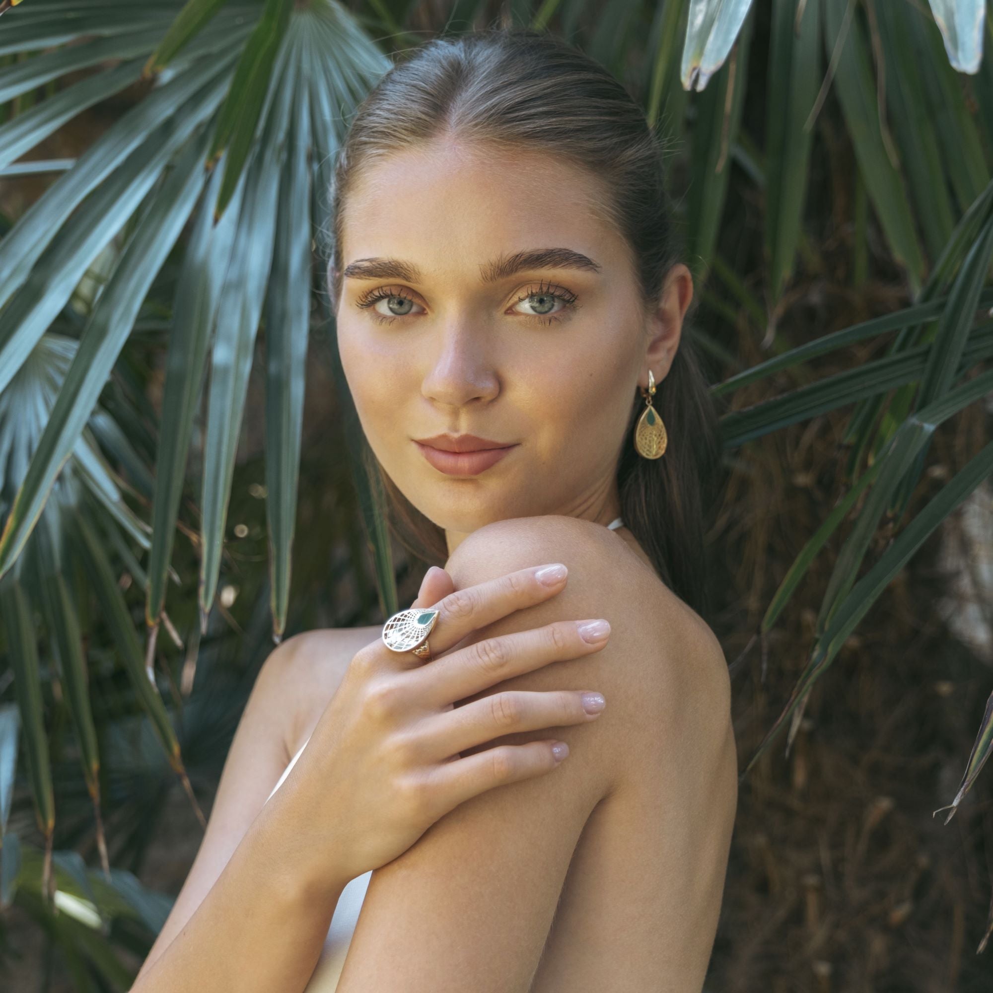 Golden Leaf Drop Earrings