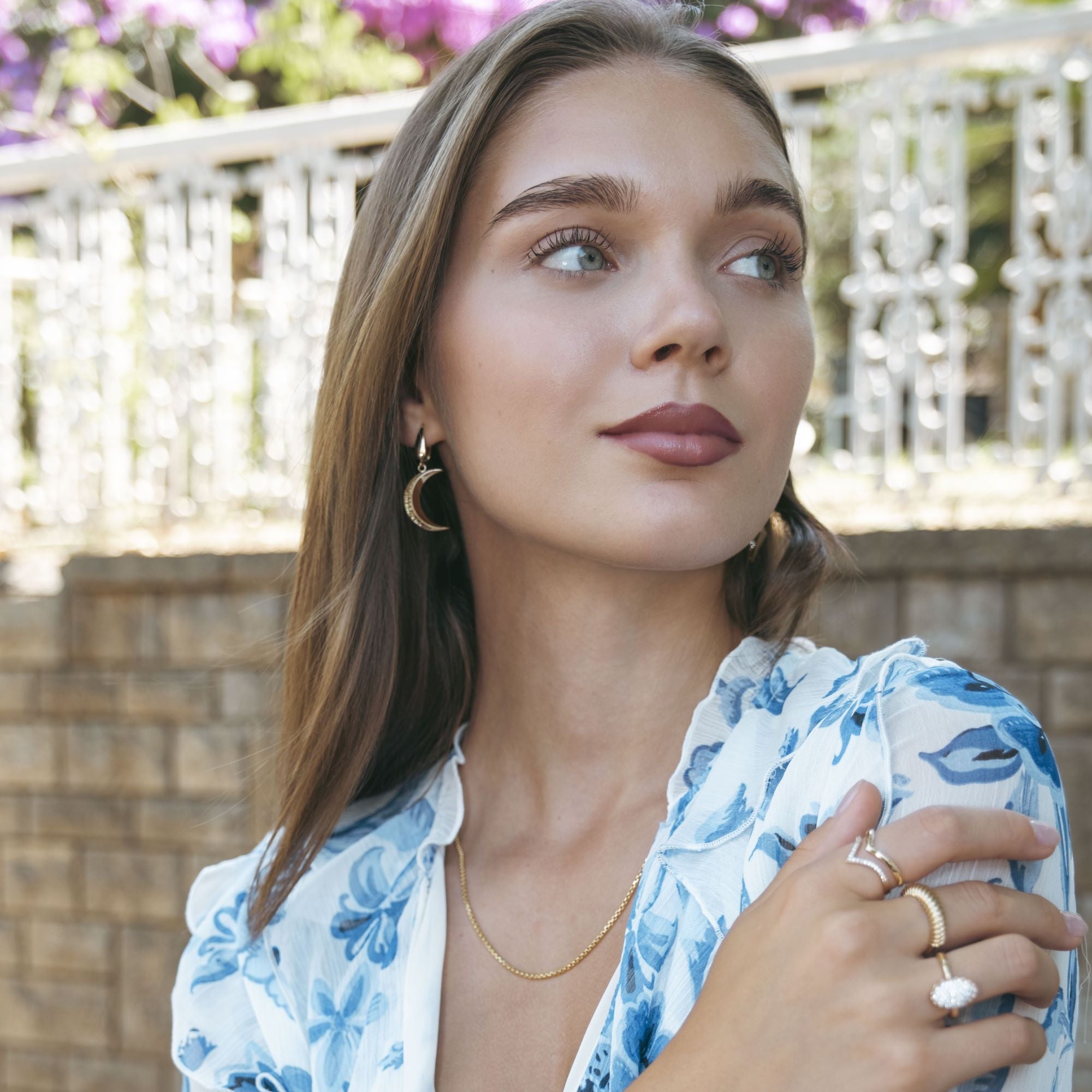 Crescent Moon Drop Earrings