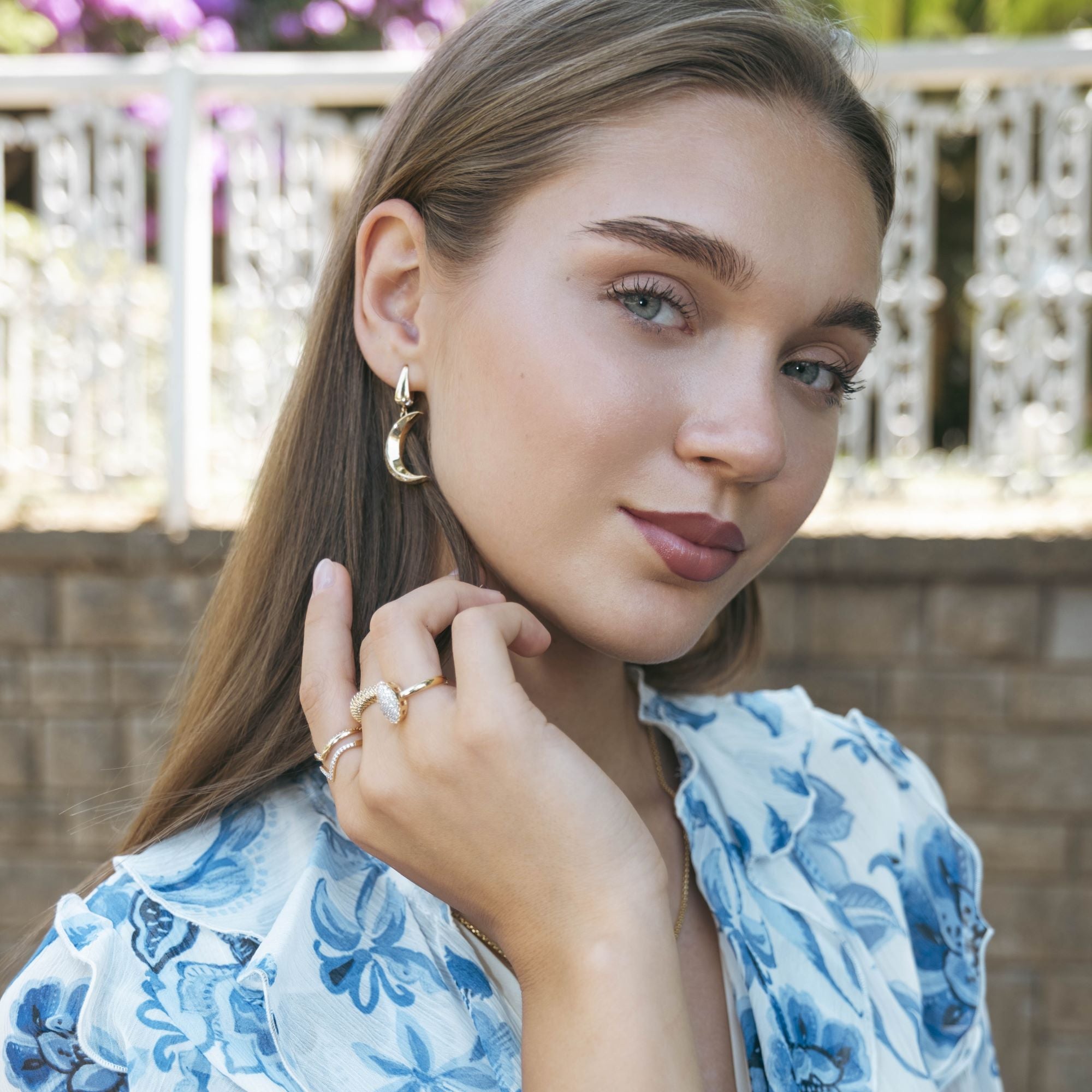 Crescent Moon Drop Earrings
