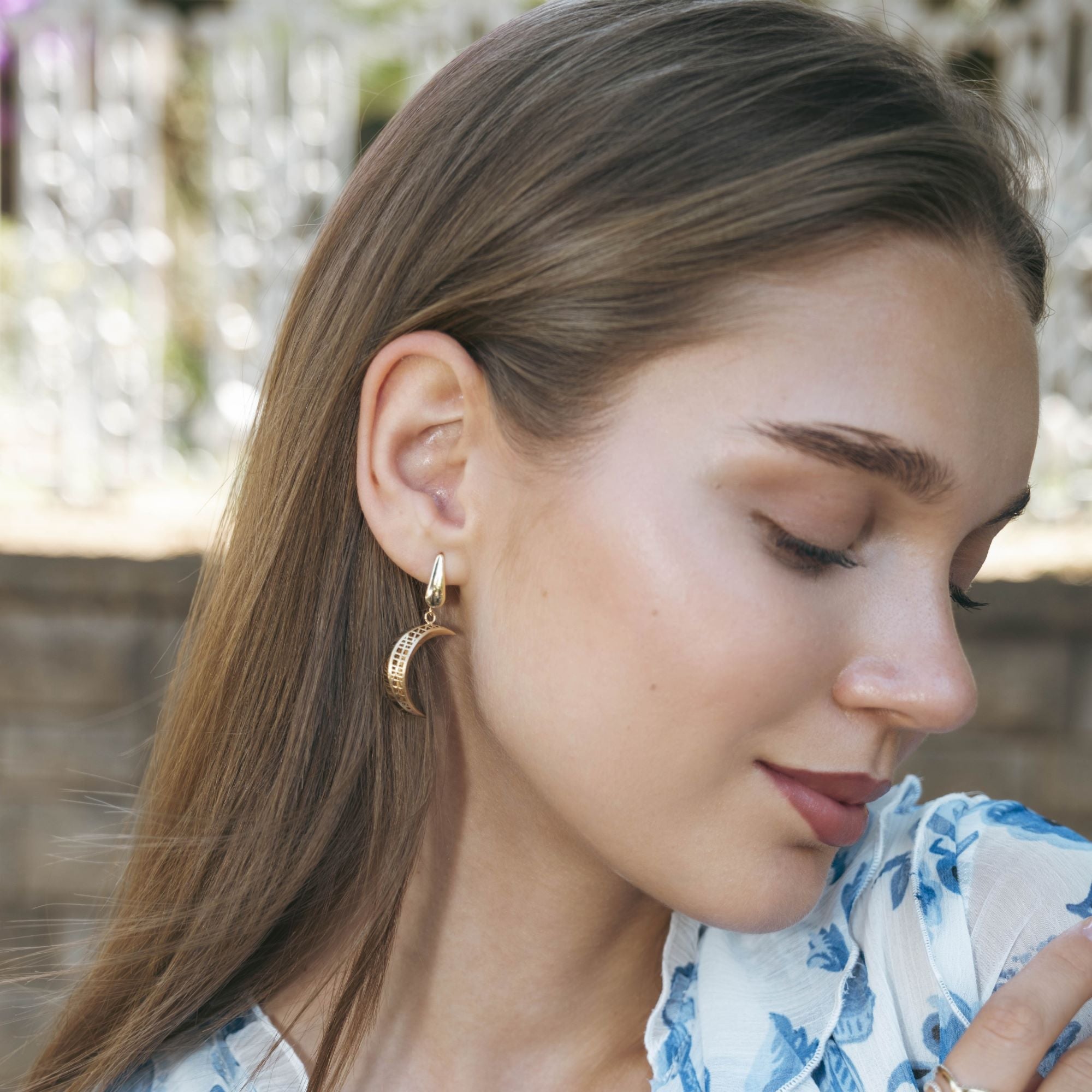 Crescent Moon Drop Earrings