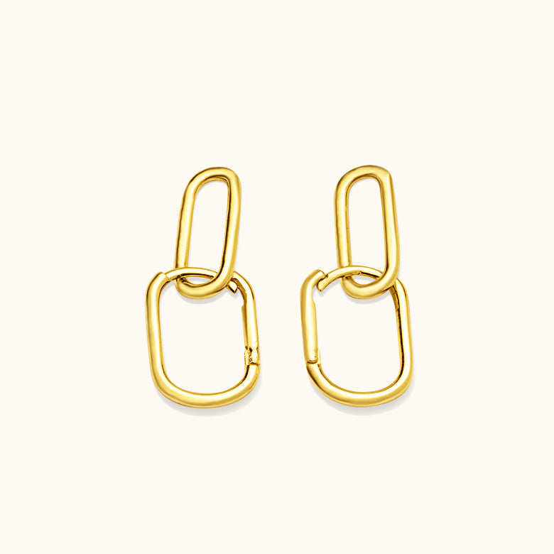 Dangle Link Gold Earrings