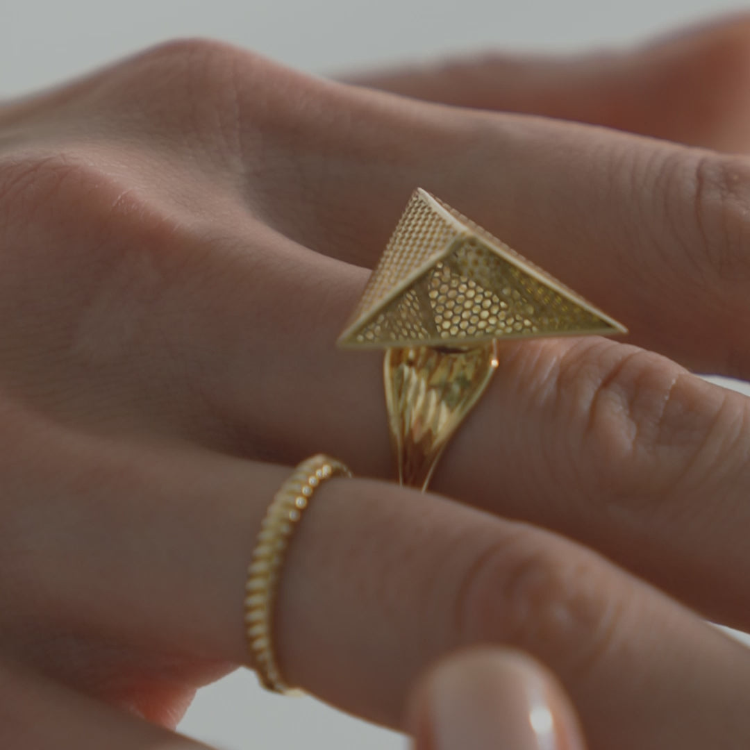 Ancient Egypt Gold Triangle Ring