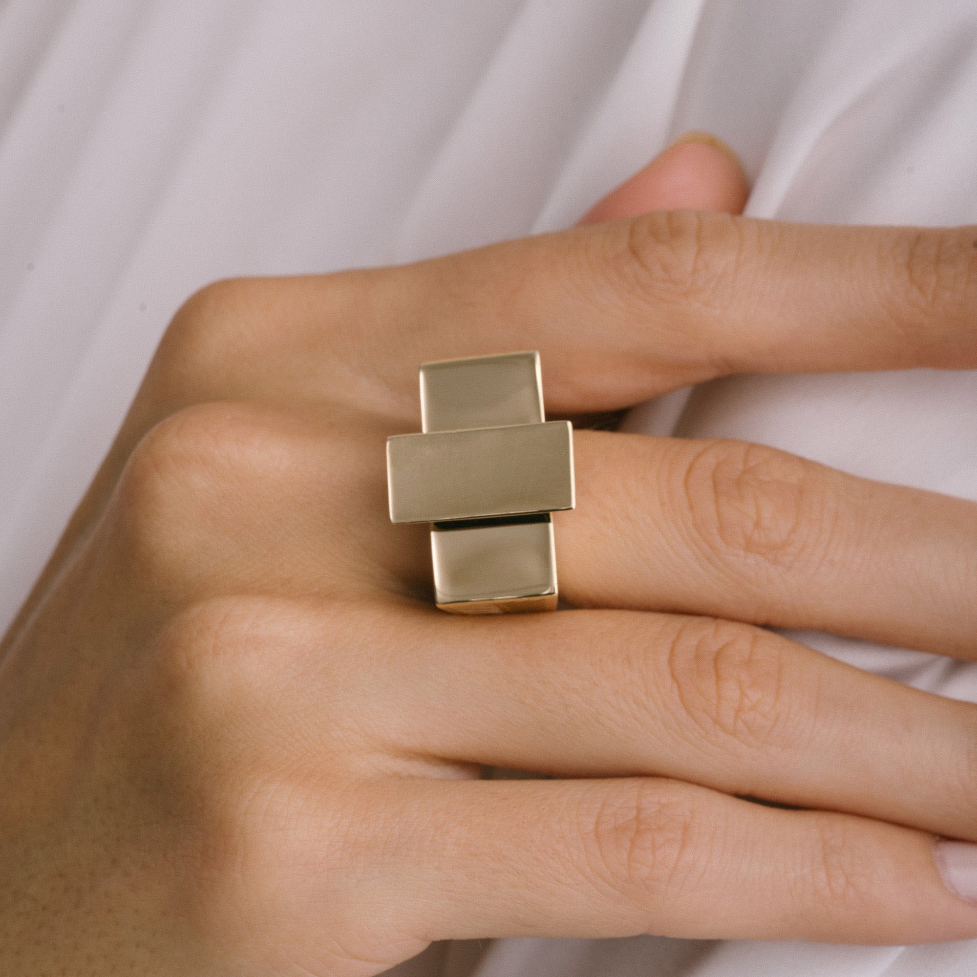 Block Gold Ring for Women