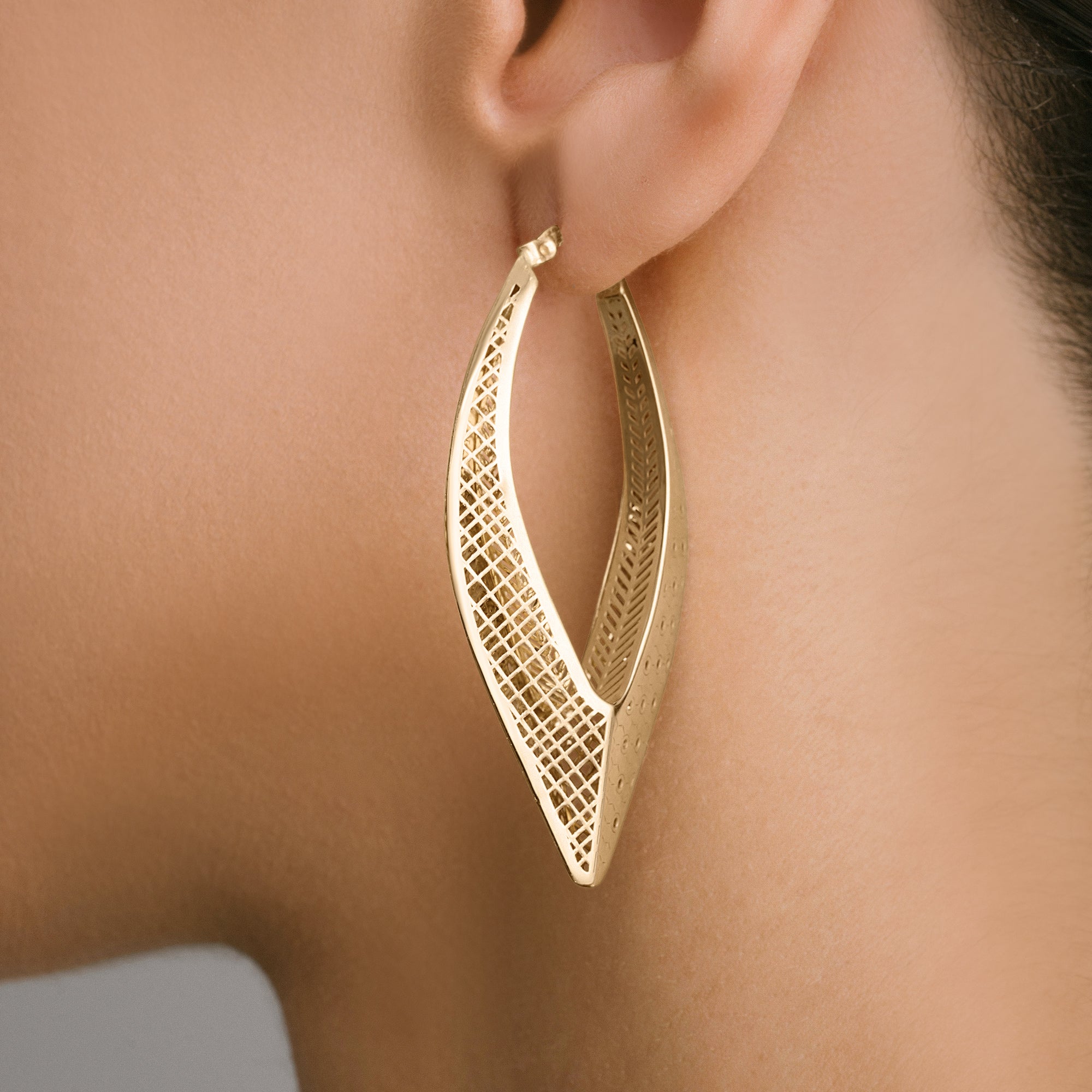 Tear Drop Hoop Gold Earrings