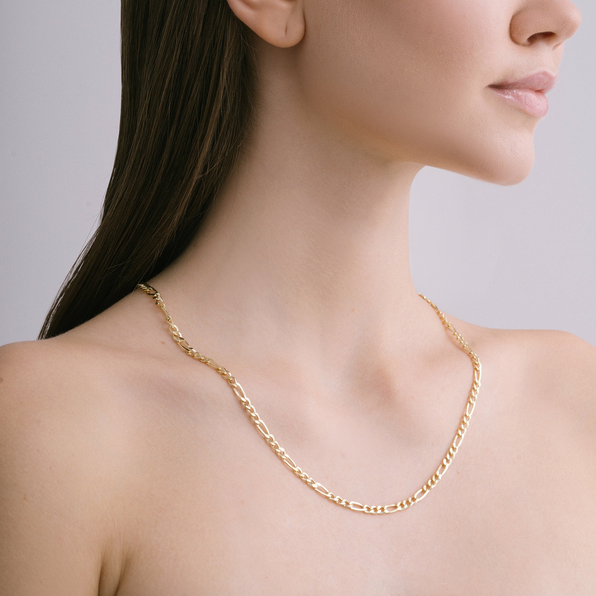 Figaro Link Chain Gold Necklace for Women