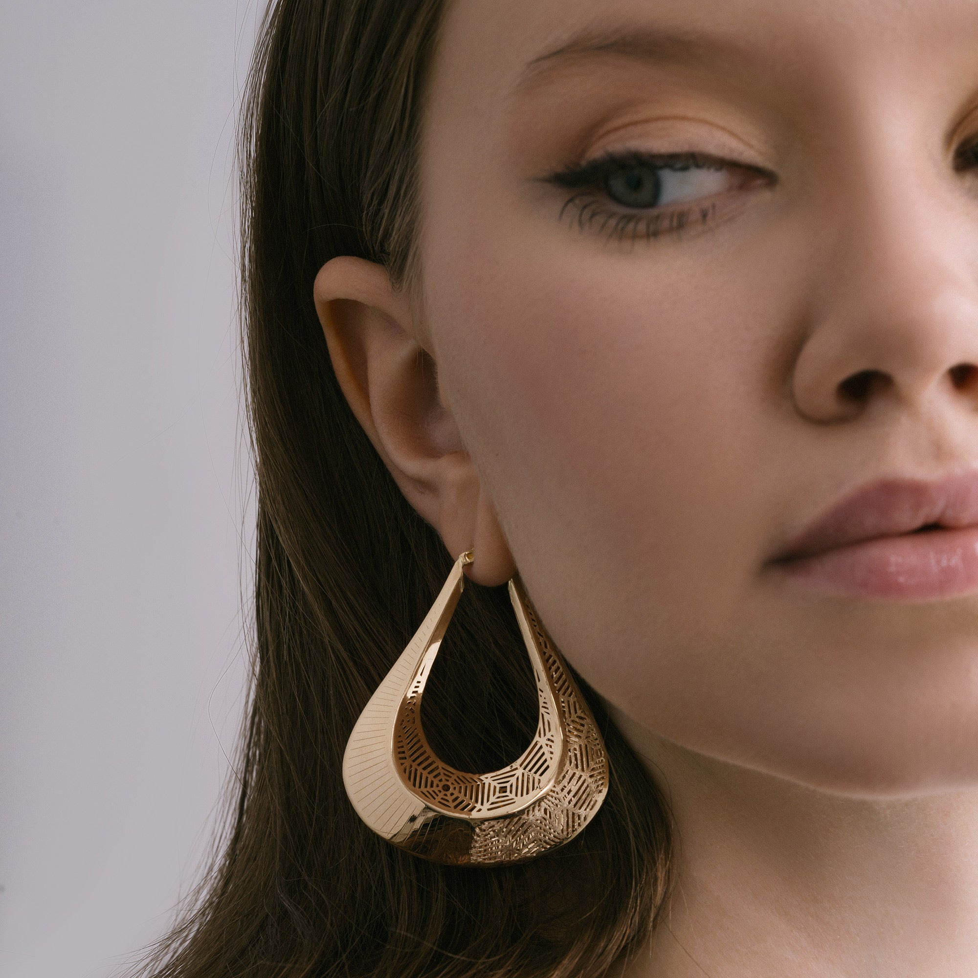 Tear Drop Hoop Gold Earrings