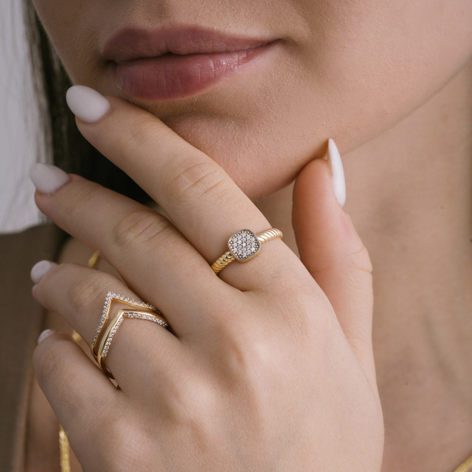 Pavé Square Frame Ring