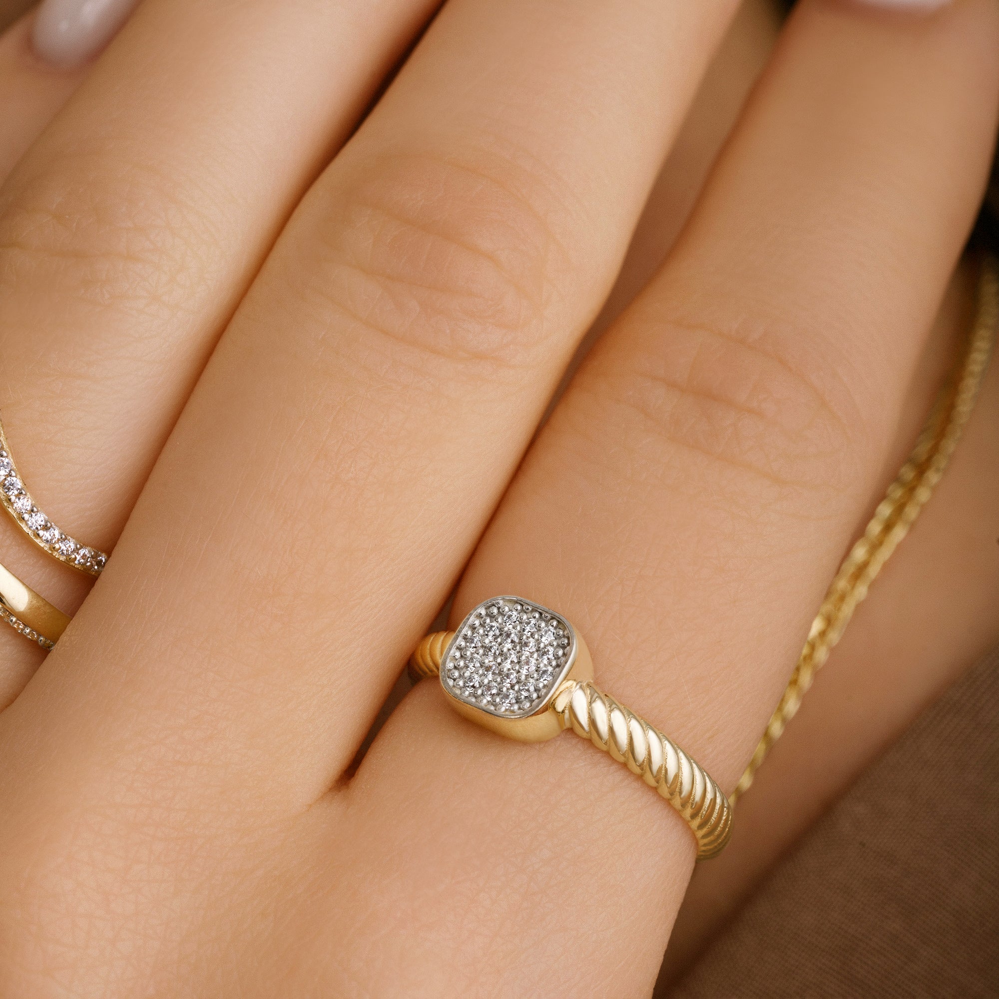Pavé Square Frame Ring