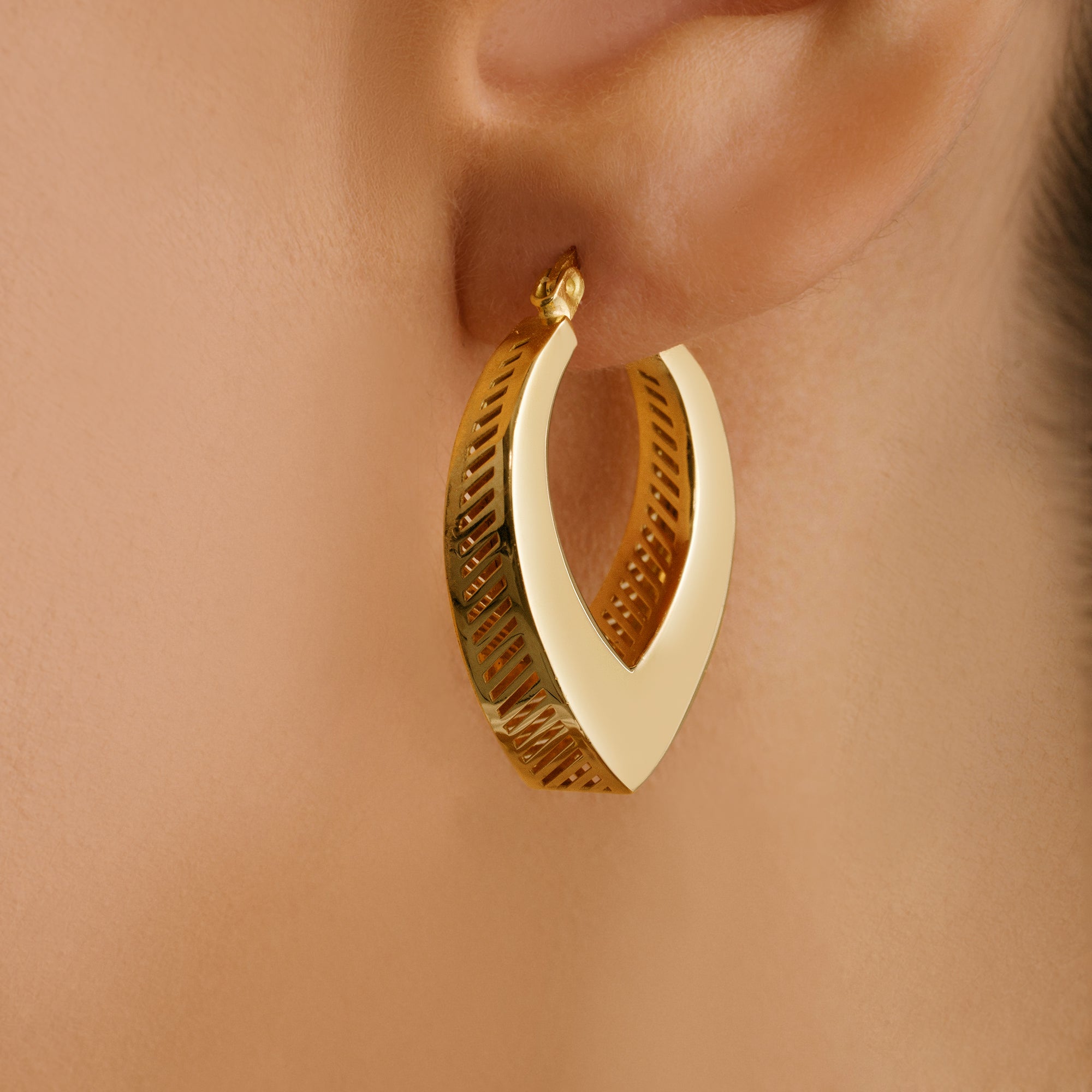 V Shaped Bold Huggie Hoop Earrings