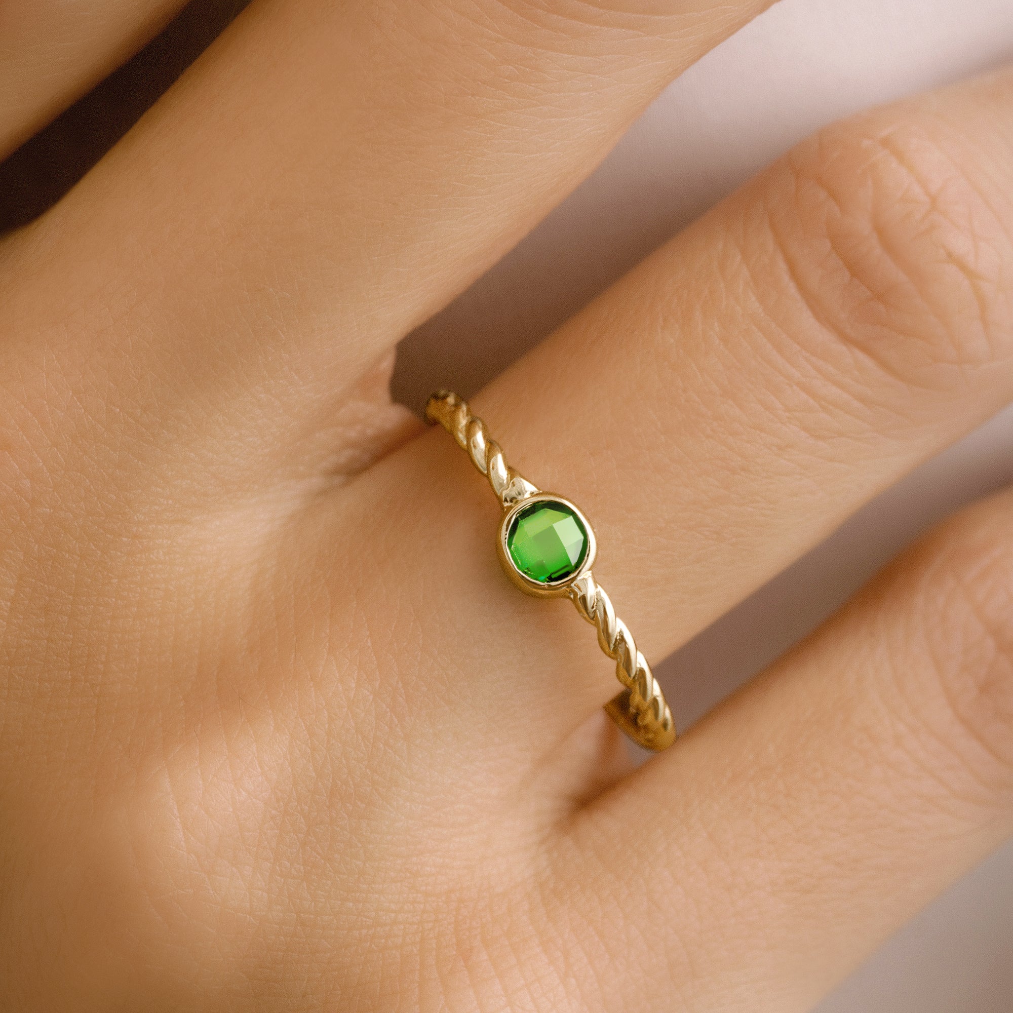 Twisted Green Gemstone Ring